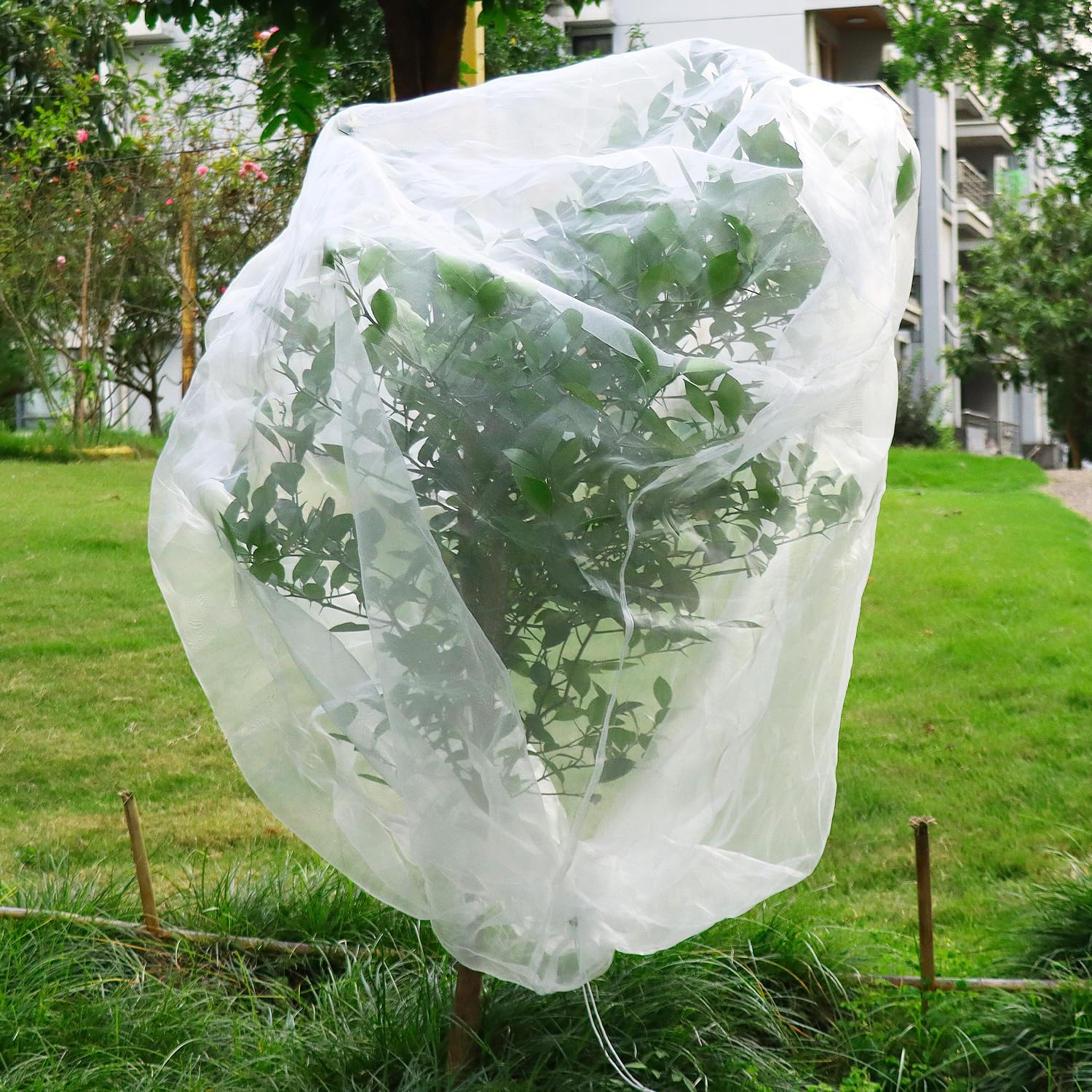 Qwork Light Qwork® Fruit Tree Protection Netting, 195X175cm Garden Anti Bird Netting With Drawstring, For Blueberries, Strawberries, Vegetables