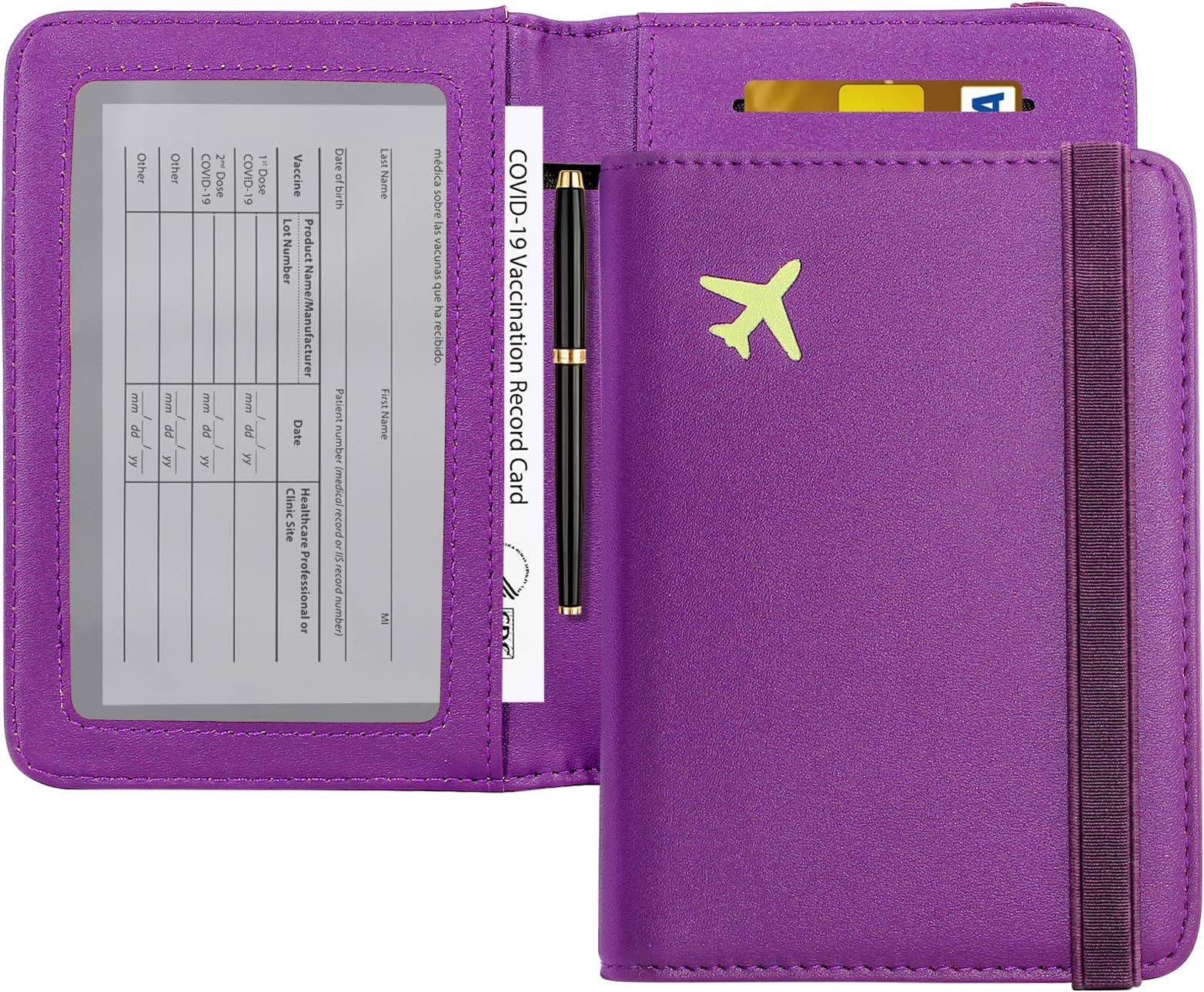 Passport Holder Wallet, Passport Cover Travel Wallet Women Travel Essentials Accessories Document Organizer Travel Must Haves Rfid Blocking Cover Case for Women and Men, Purple