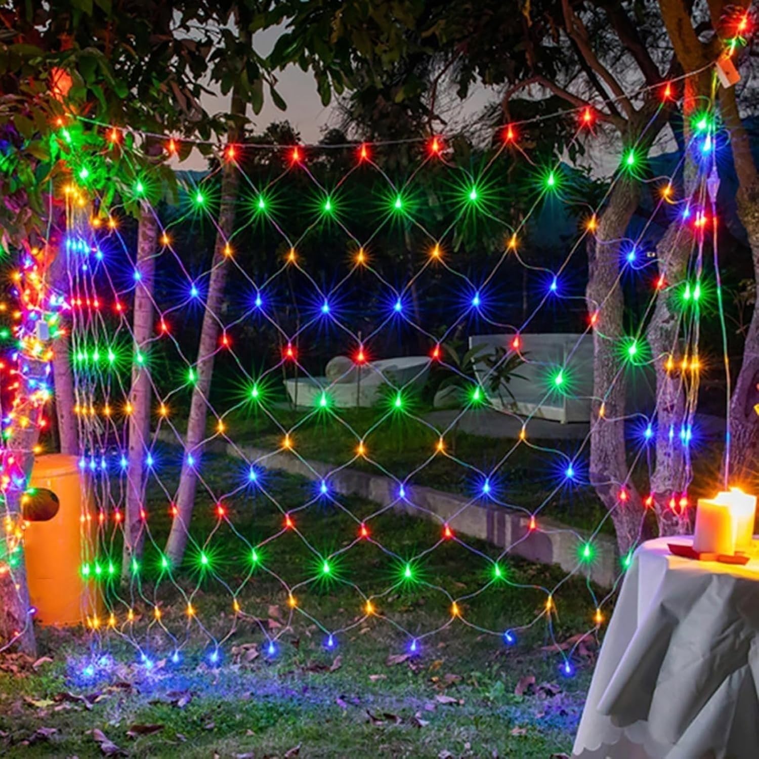 Red De Luces Navideñas con 200 LED Que Cambian Color, Conectable Control Remoto, Impermeable, Enchufe, Ideal For Halloween, Arbustos(Color,10m x 8m 2000led)