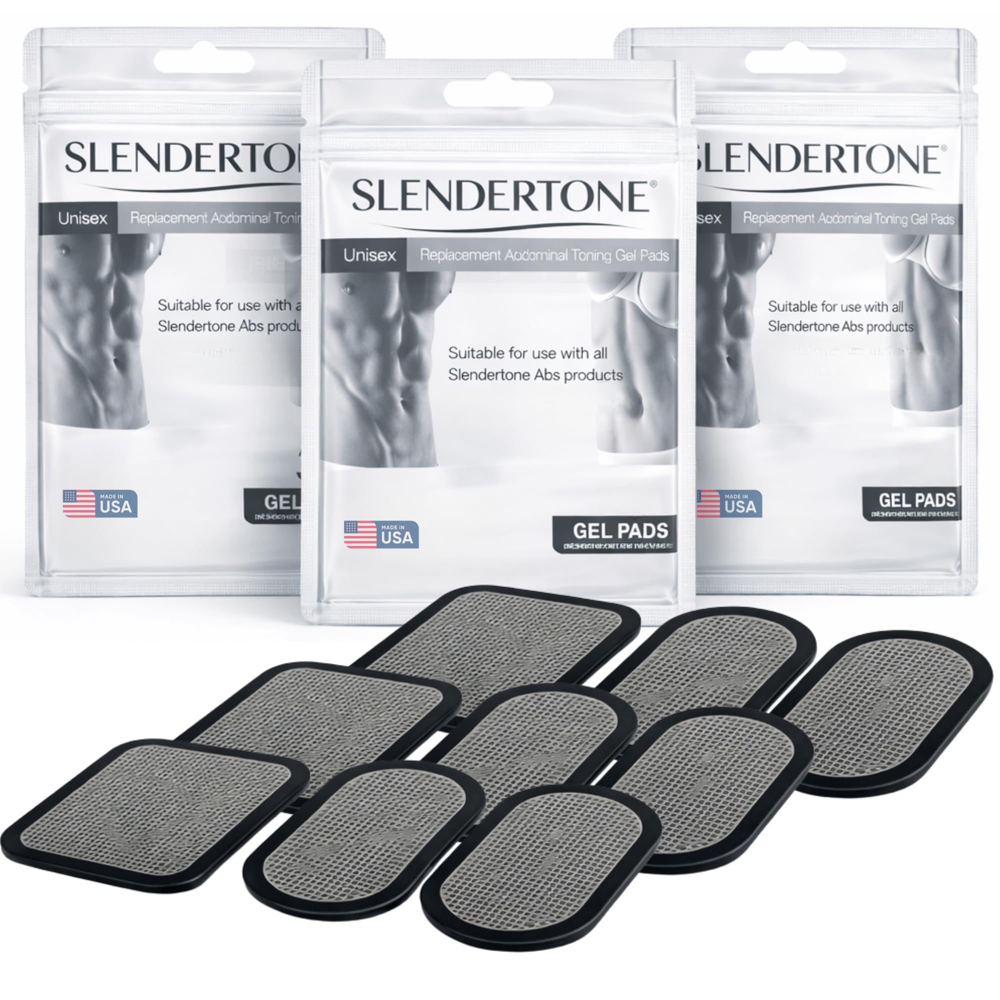 Slendertone Genuine Replacement Gel Pads – Triple Pack | Hydrogel | Even Pulse Distribution | Biocompatible & Skin-Safe | Compatible with All Slendertone Ab Belts