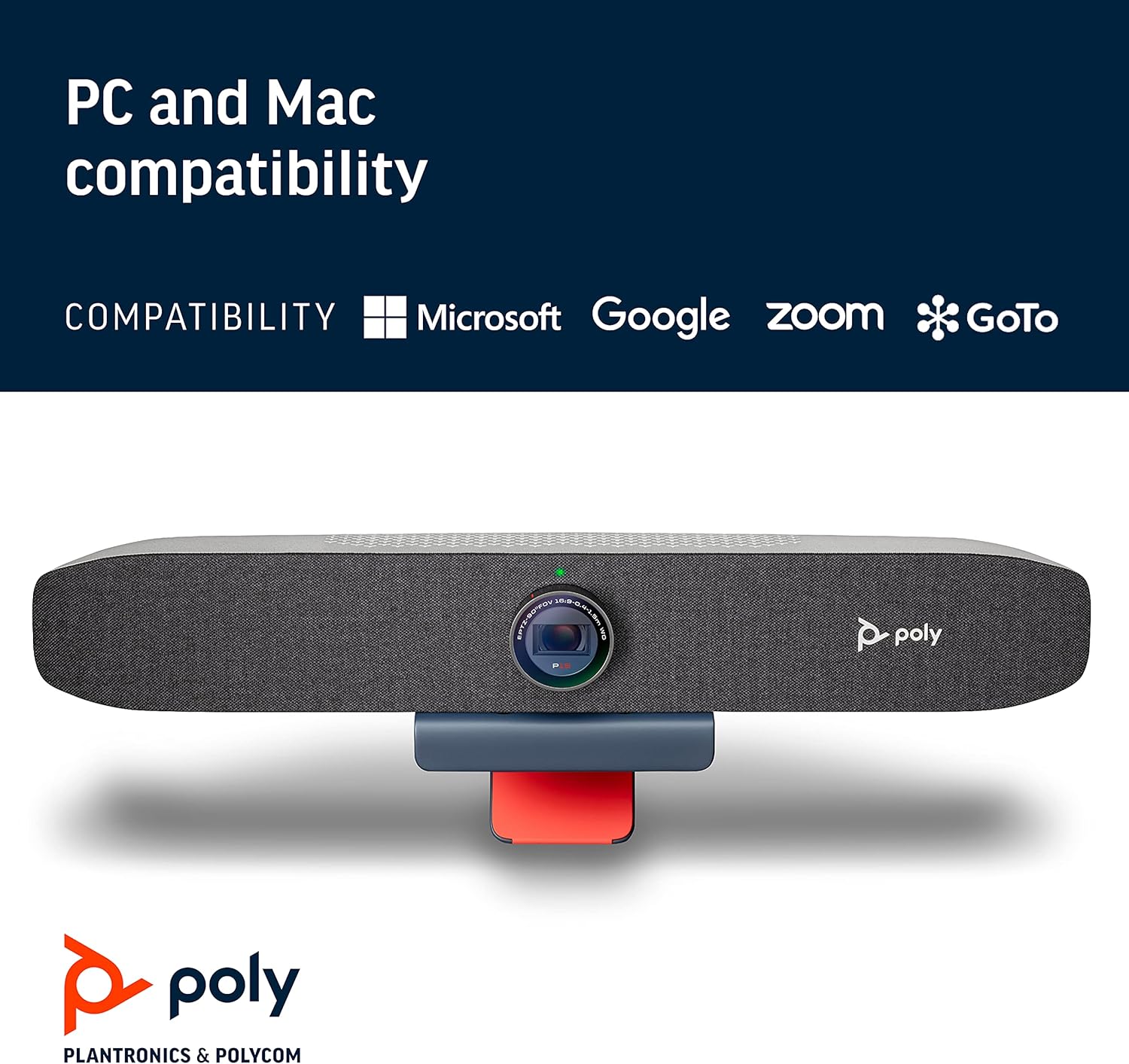 Poly Studio P15 Personal Video Bar - 4K Camera, Microphones & Speaker Solution With Premium Audio - Certified for Zoom and Teams (Renewed)