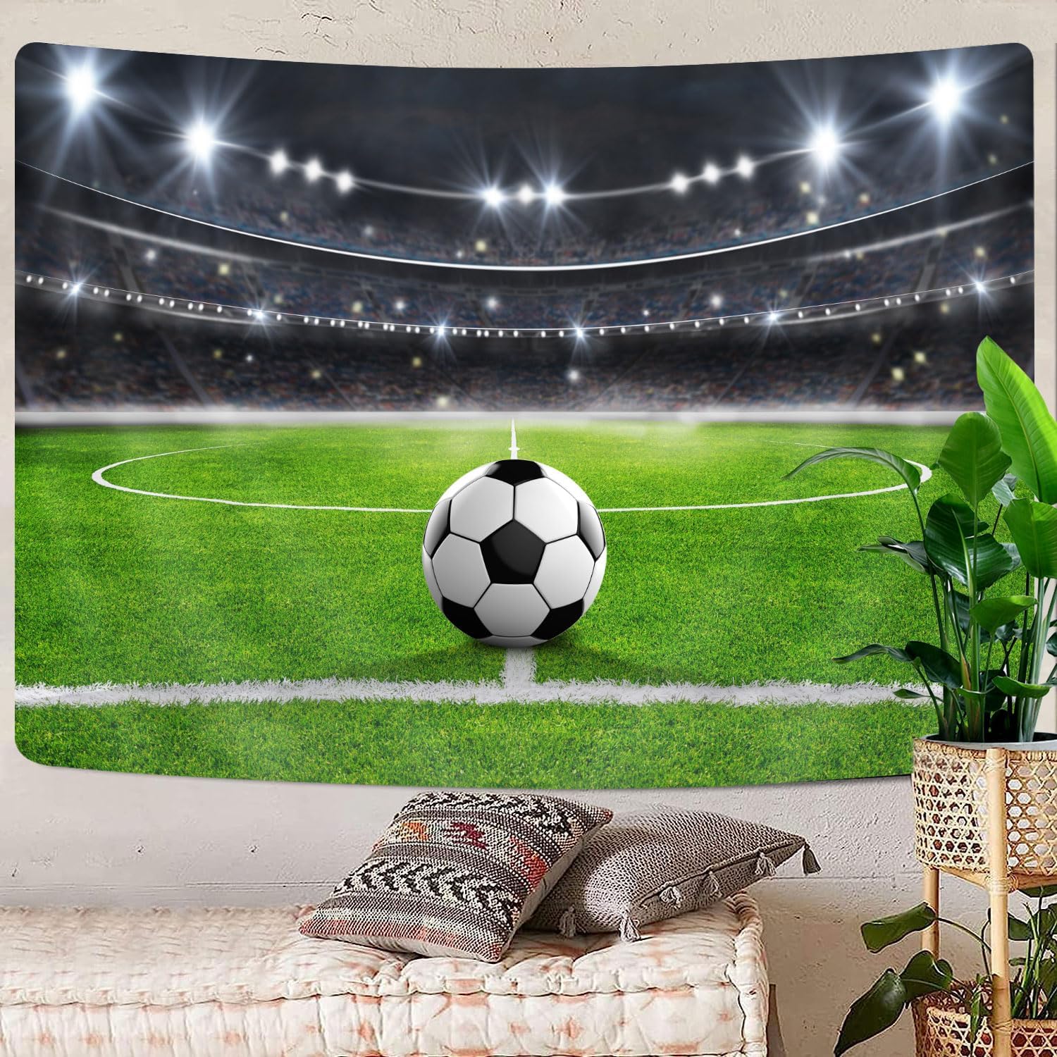 Soccer Stadium Landscape Polyester Wall Tapestry 40x60 Inch