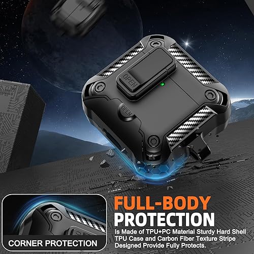 Miniatura 5 de Funda para AirPods de 4 generación con soporte para teléfono, diseño de interruptor automático de protección completa contra caídas con kit de