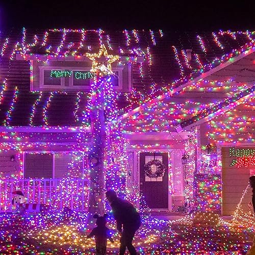 Vista 87 de TW SHINE Luces de Navidad, 200 luces LED de 66 pies para exteriores enchufables con 8 modos, luz impermeable para exteriores, decoraciones de Blanco