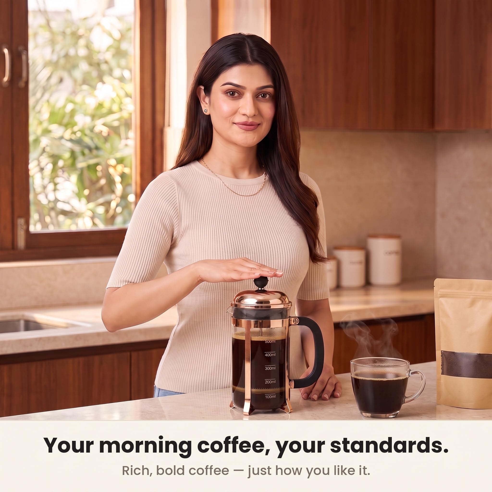 InstaCuppa French Press - Copper Coffee Maker -3