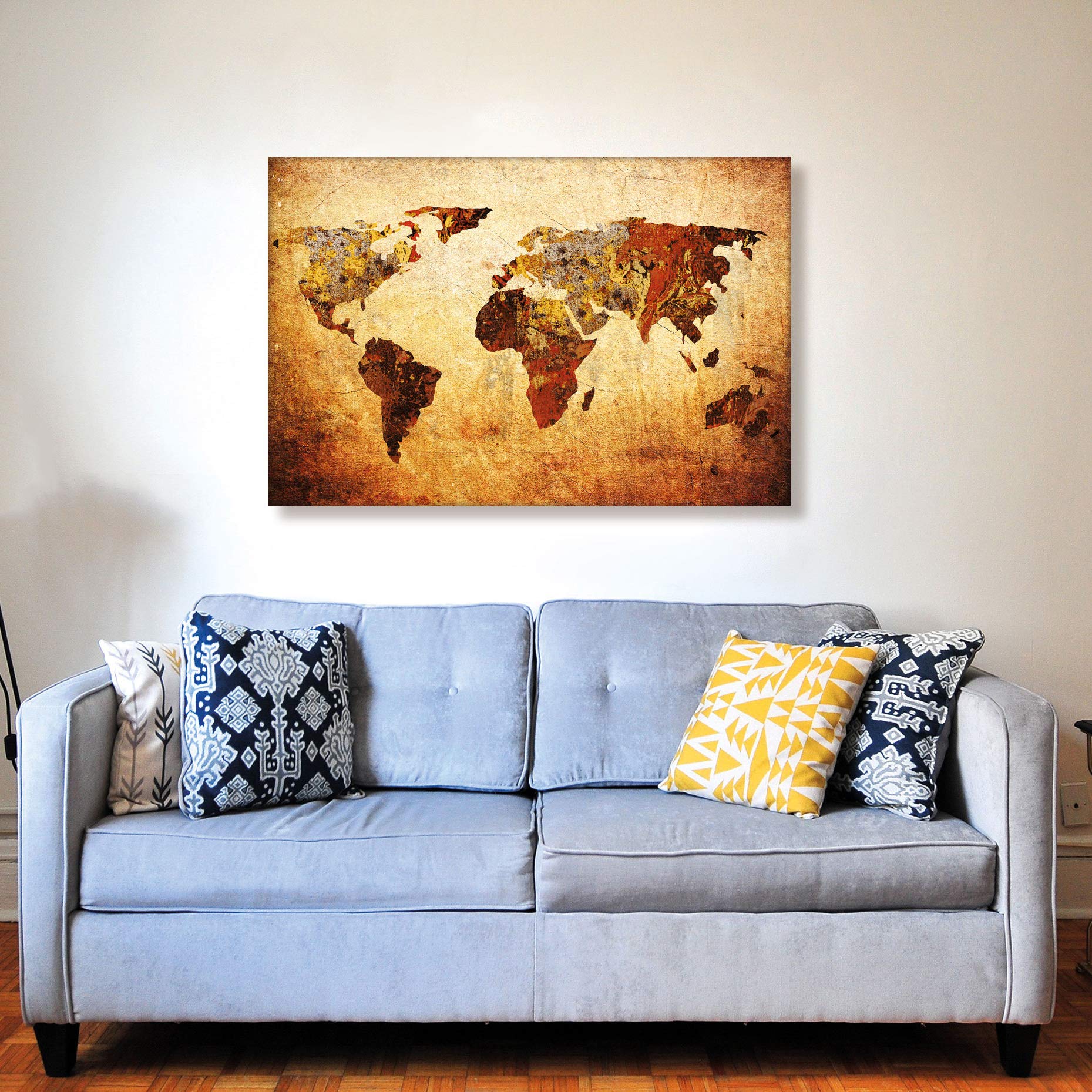 Kunstbruder Deko-Bild Weltkarte - Grunge 140x200 cm als Deko