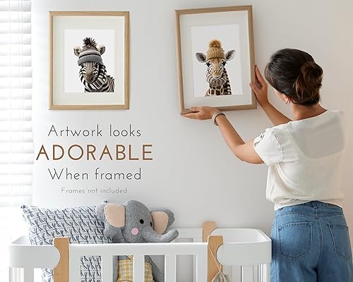 Miniatura 3 de Elarta Impresiones artísticas de pared de animales de guardería, género neutro para bebés, decoración de safari para niños y niñas (8 x 10 sin