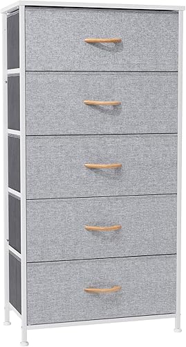 Crestlive Products Torre de almacenamiento de vestidor vertical - Resistente estructura de metal, Parte superior de madera, cajones de tela de fácil