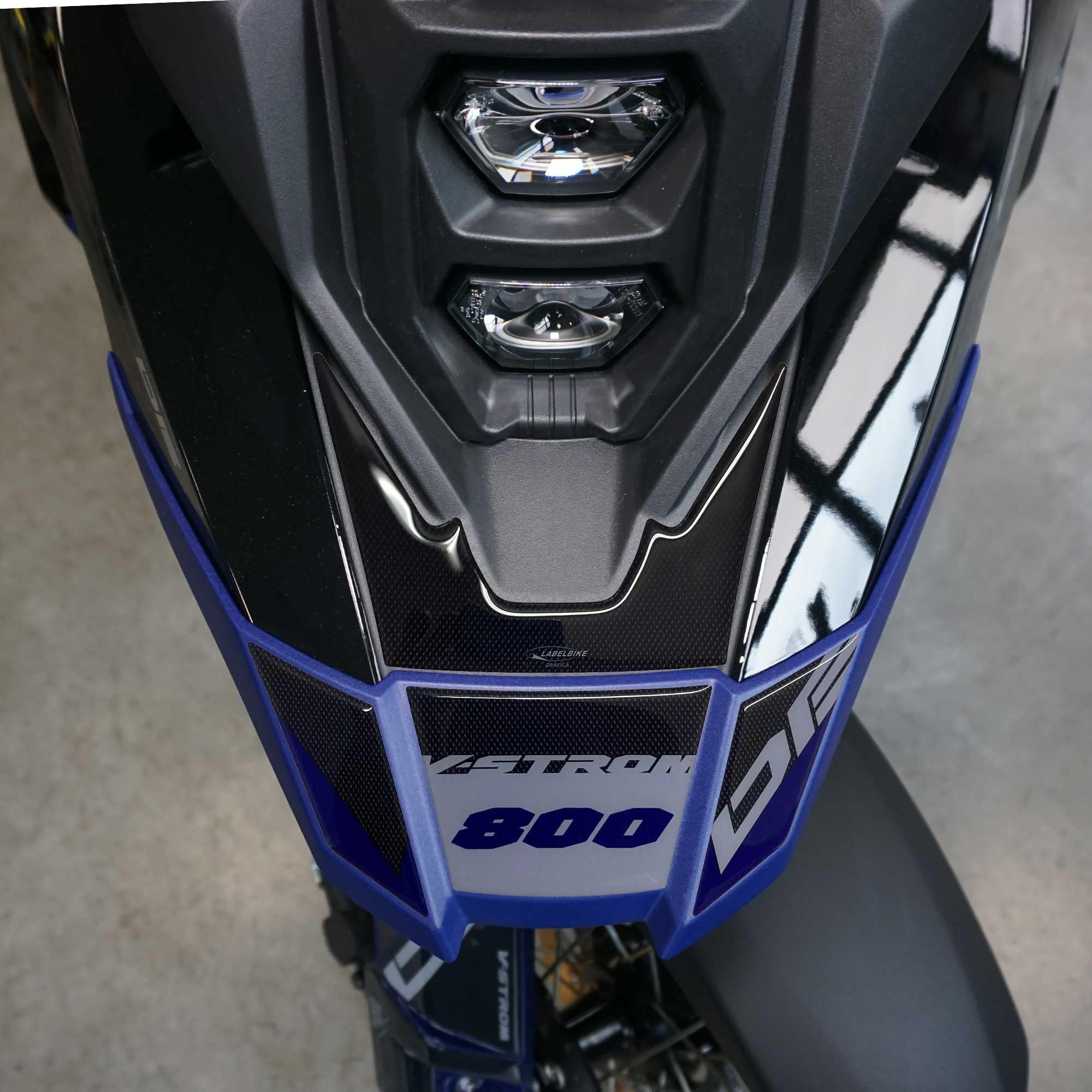 labelbike - Adhesive Resin Gel 3D Protection for Motorcycle Front Beak Compatible with Suzuki V-Strom 800DE Blue