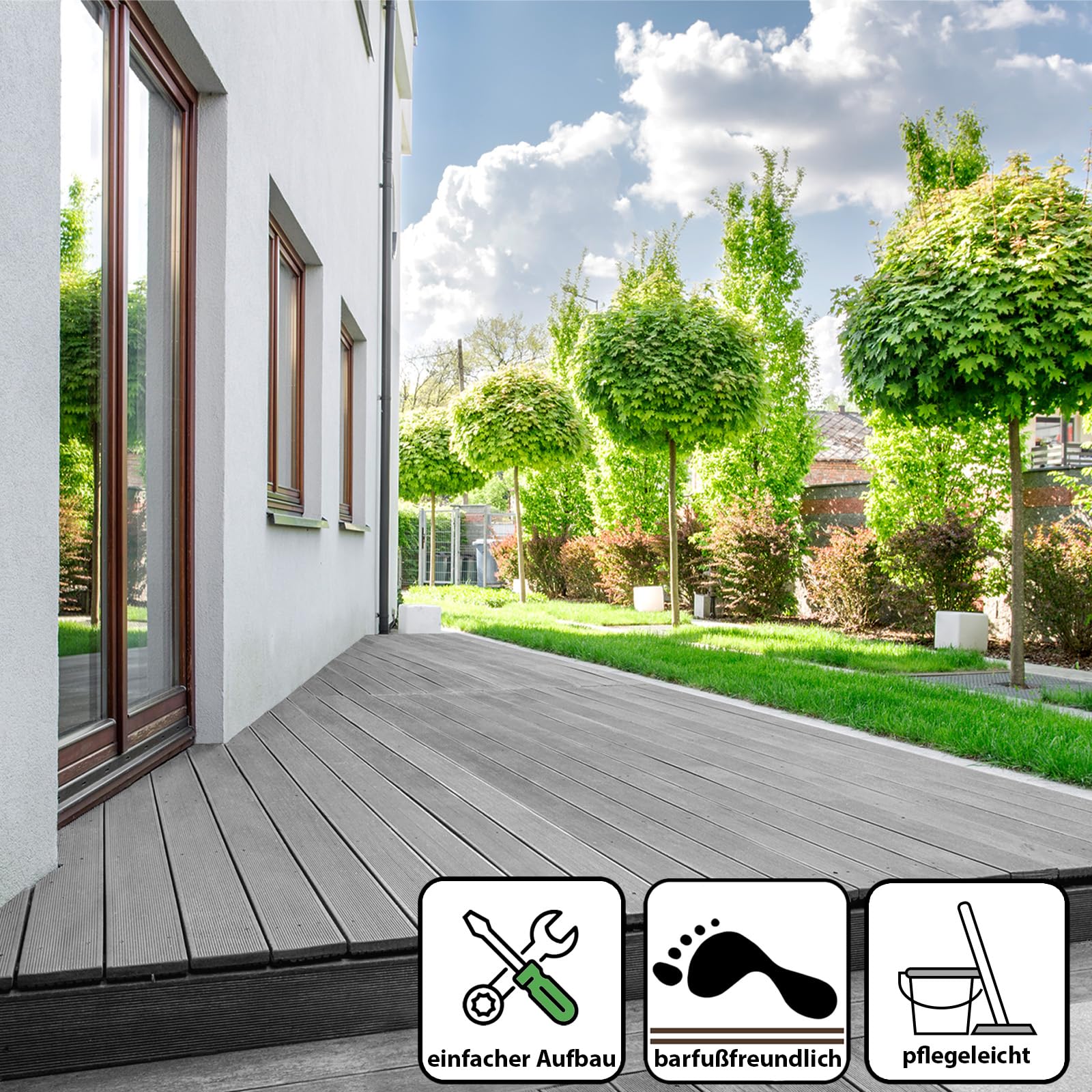 Montafox WPC Terrassendielen 30 m² 2,2 m Komplettset Grau