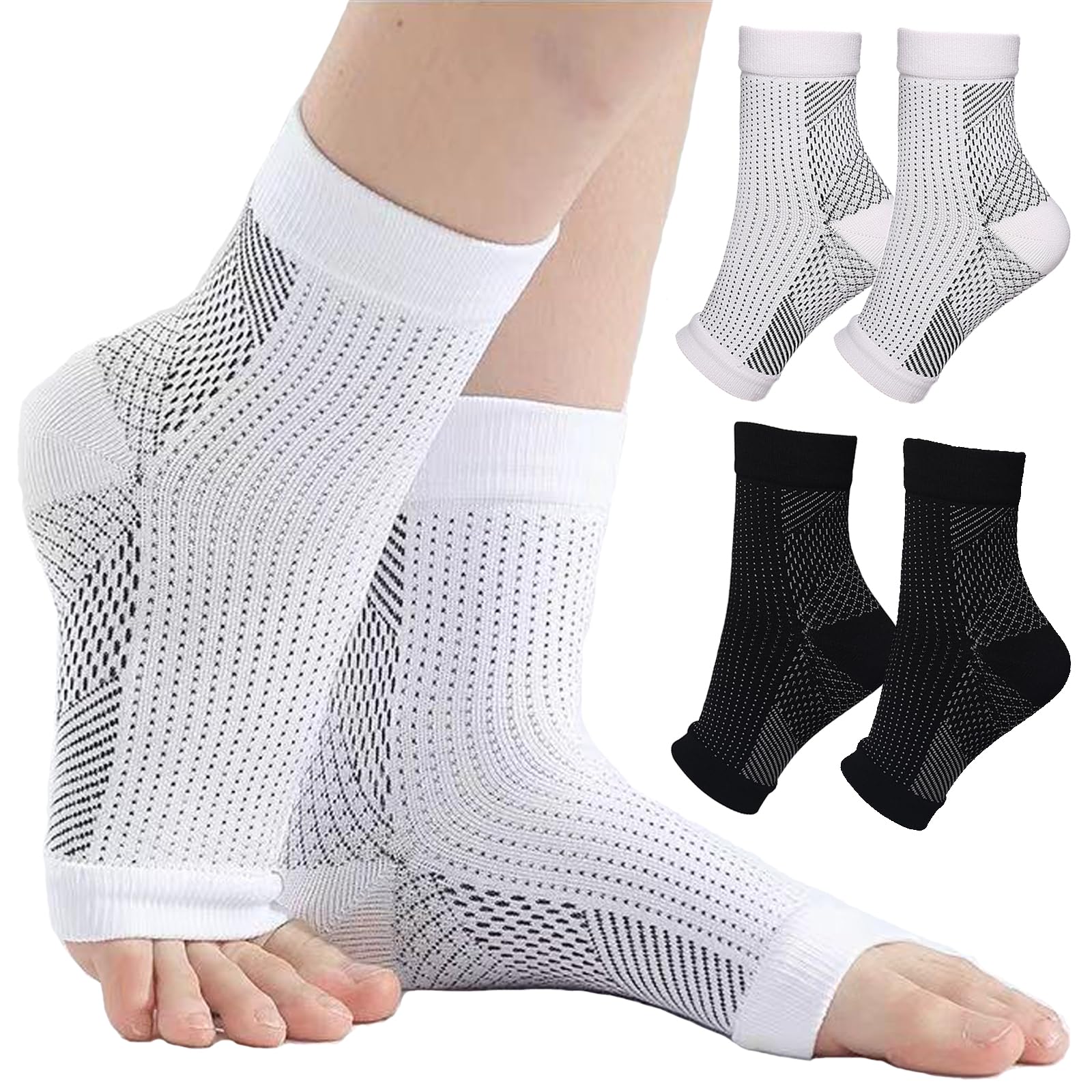 2 Pares Tieberg Calcetines ortopédicos de compresión para hombres mujeres fascitis plantar Calcetines neuropatía calcetines para aliviar el dolor