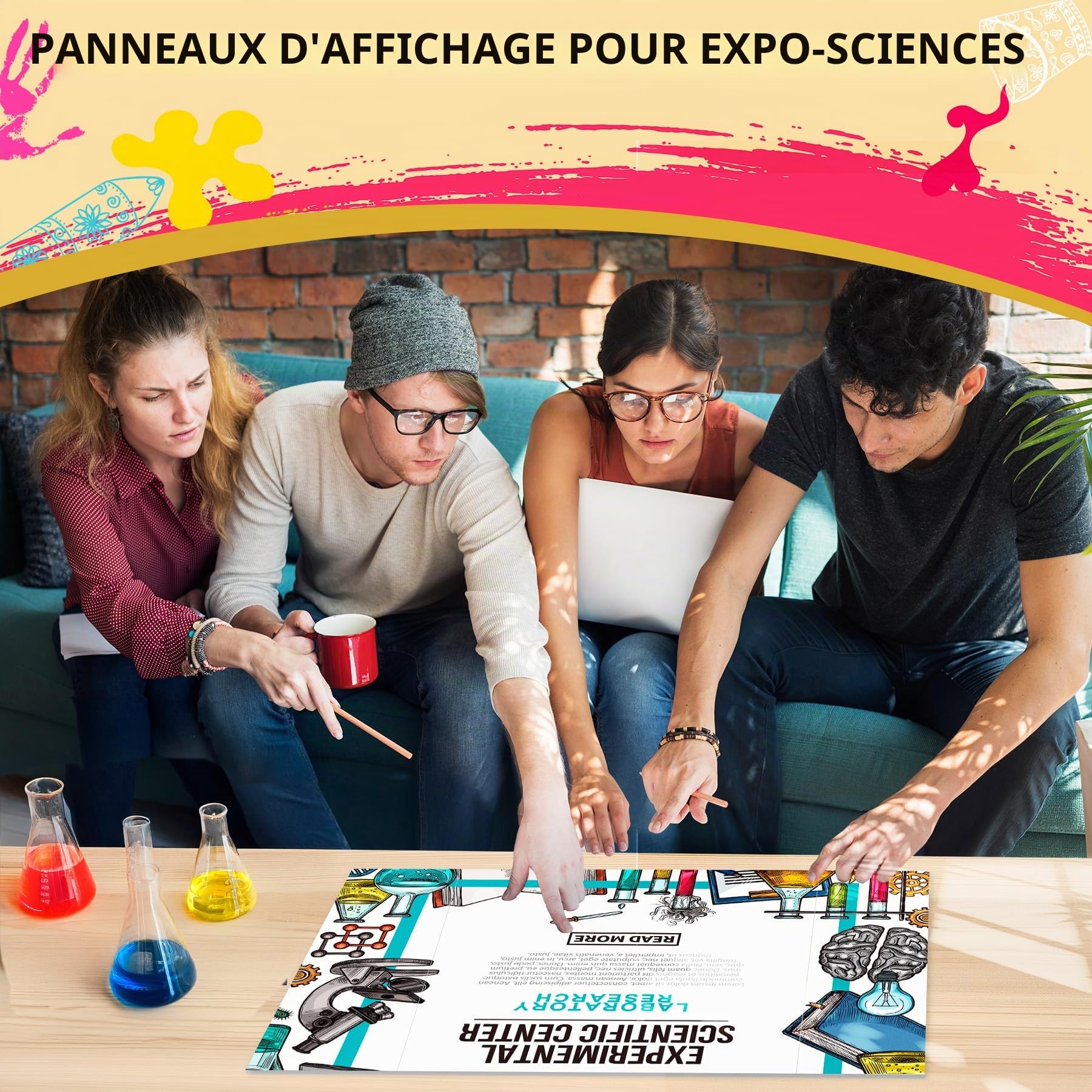 HAUTOCO Lot de 3 petits panneaux d'affichage tri-pliables, panneau d'affichage de présentation pliable 536 x 356 mm, carton ondulé léger pour afficher des photos, projets d'art et d'artisanat, blanc