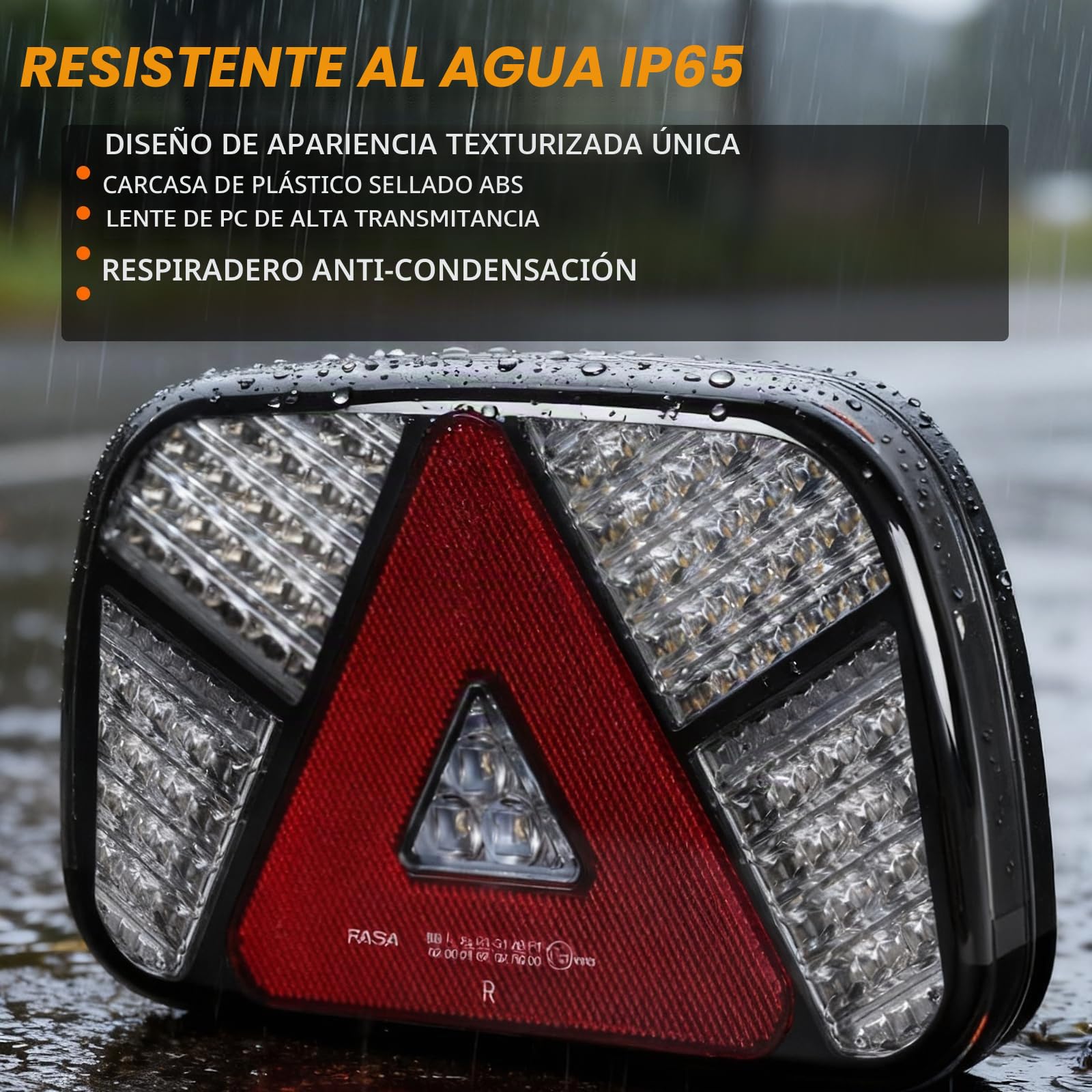 2 Piezas de luz trasera del remolque Kit, 12v/24v impermeable Indicador, freno, marcha atrás, niebla, reflector de luz con 5,5 m de largo 6 Core Cable para Camión Caravana