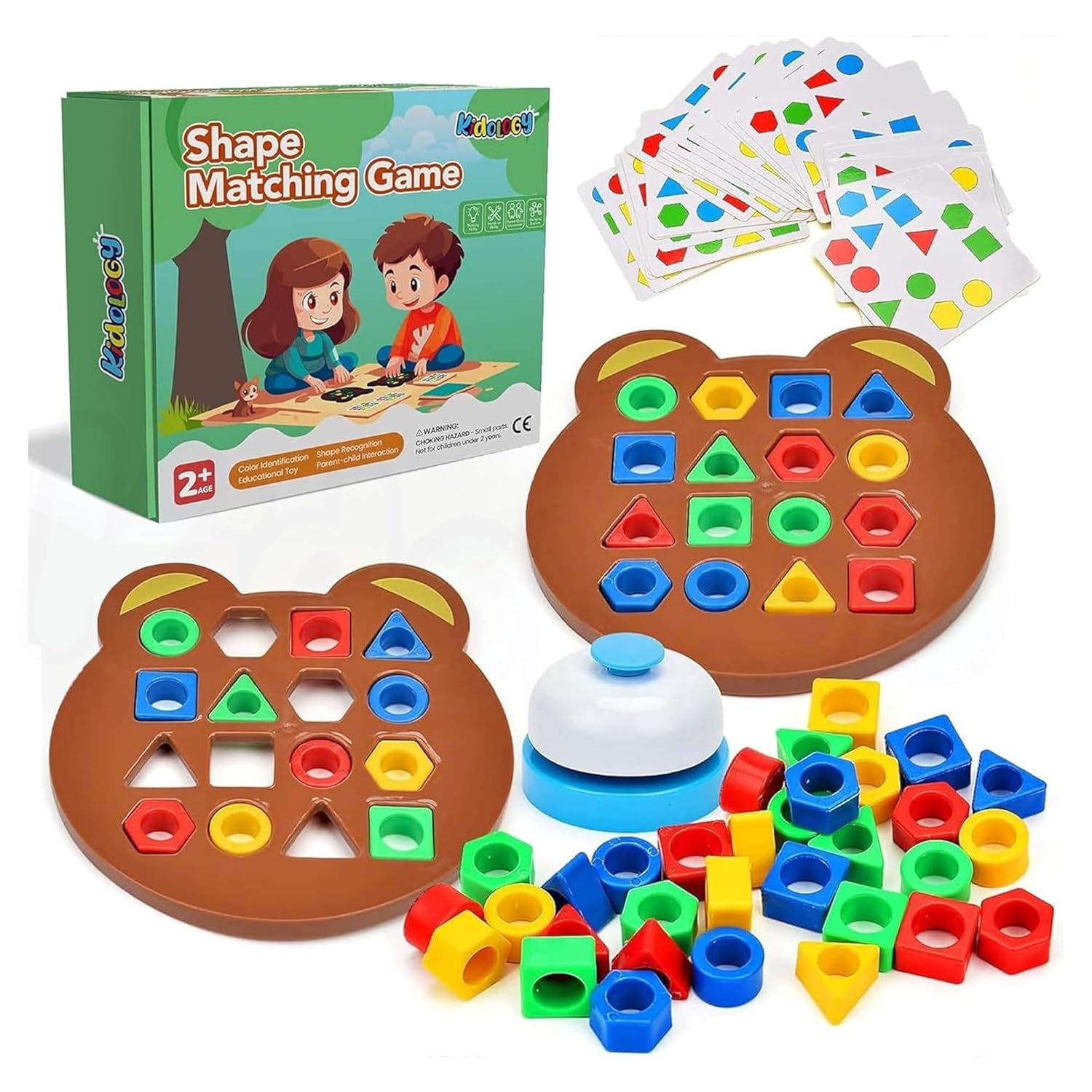 Kidology Geometric Shape and Color Matching Puzzle Board Game with Bell for Kids 3+ Years | Sensory Educational, Fun and Learning Toy for Children | Ideal for Gifting, Multicolor Kidology Geometric Shape and Color Matching Puzzle Board Game with Bell for Kids 3+ Years | Sensory Educational, Fun and Learning Toy for Children | Ideal for Gifting, Multicolor