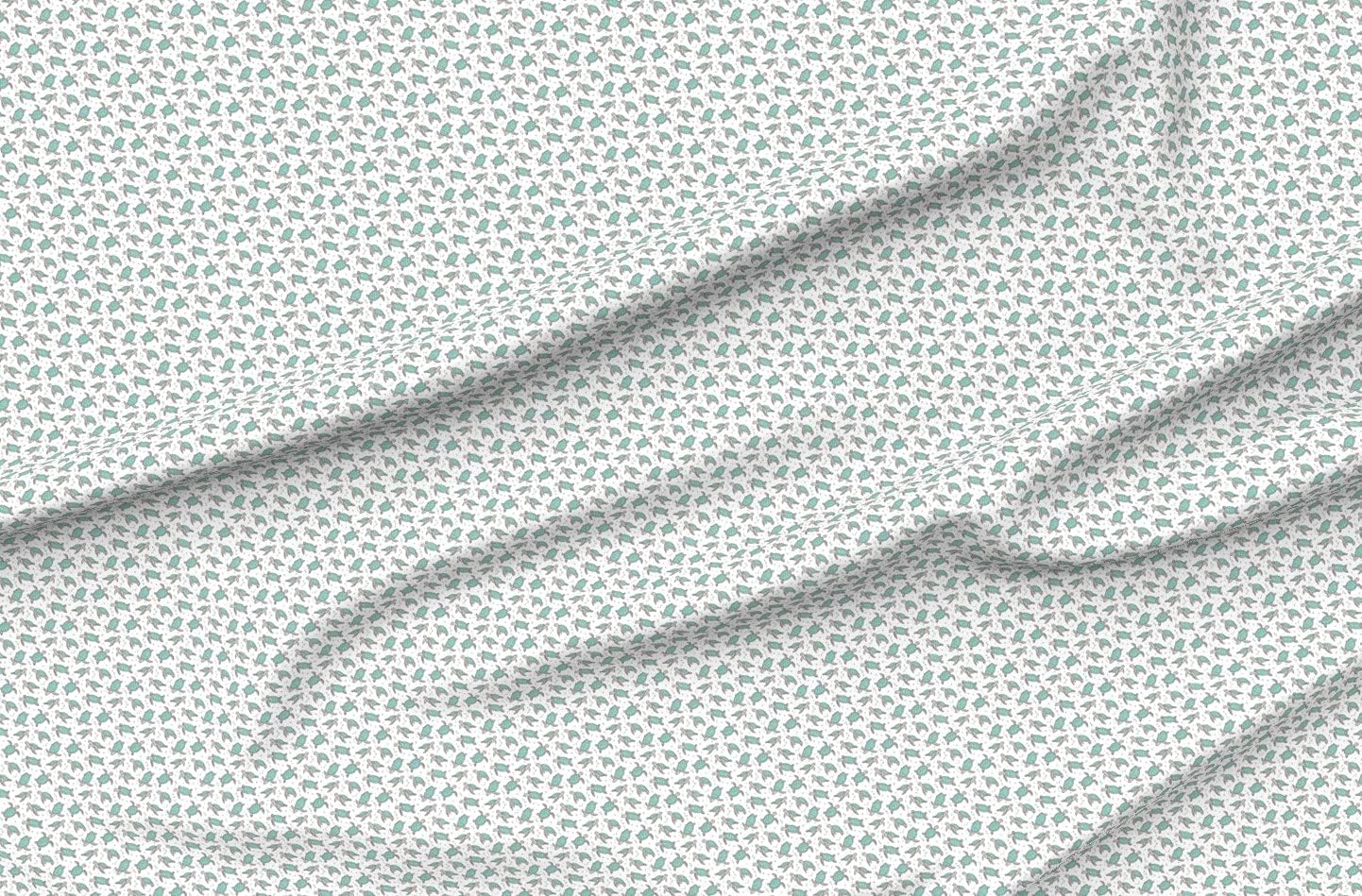 Spoonflower Fabric - Sea Turtles Nautical Ocean Mint Green White Tiny Small Turtle Fish Printed on Organic Cotton Sateen Fabric by The Yard - Sewing Quilting Apparel Home Decor