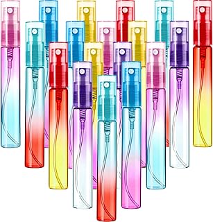 Patelai 18 Pieces 8 ml Mini Perfume Spray Bottles Atomizer Portable Travel Mister Refillable Empty Container Colorful Glas...