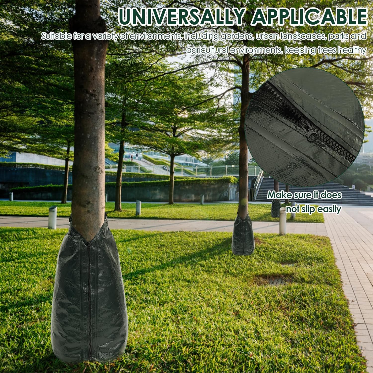 4Pcs 20 Gallon Thickened Tree Watering Bag Refillable Multipurpose Drip Irrigation Watering Bag with Zipper for Deep Root Targeting(4,Green)