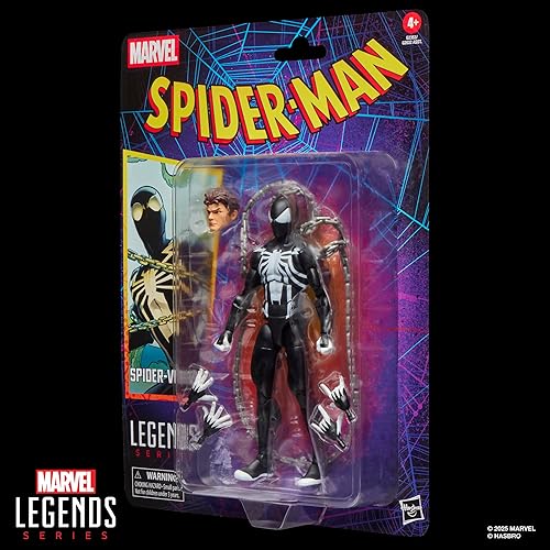 Miniatura 3 de Marvel Legends Series Spider-Venom, Retro Cardback Spider-Man Comics Figura de acción coleccionable a escala de 6 pulgadas