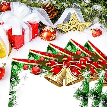 60Pcs Christmas Stationery Paper Xmas Bell Design Border Letterhead Decorative Letter Writing Paper for Notes Greeting Cards Invitation Office School Printing, 8.5 x 11 Inch