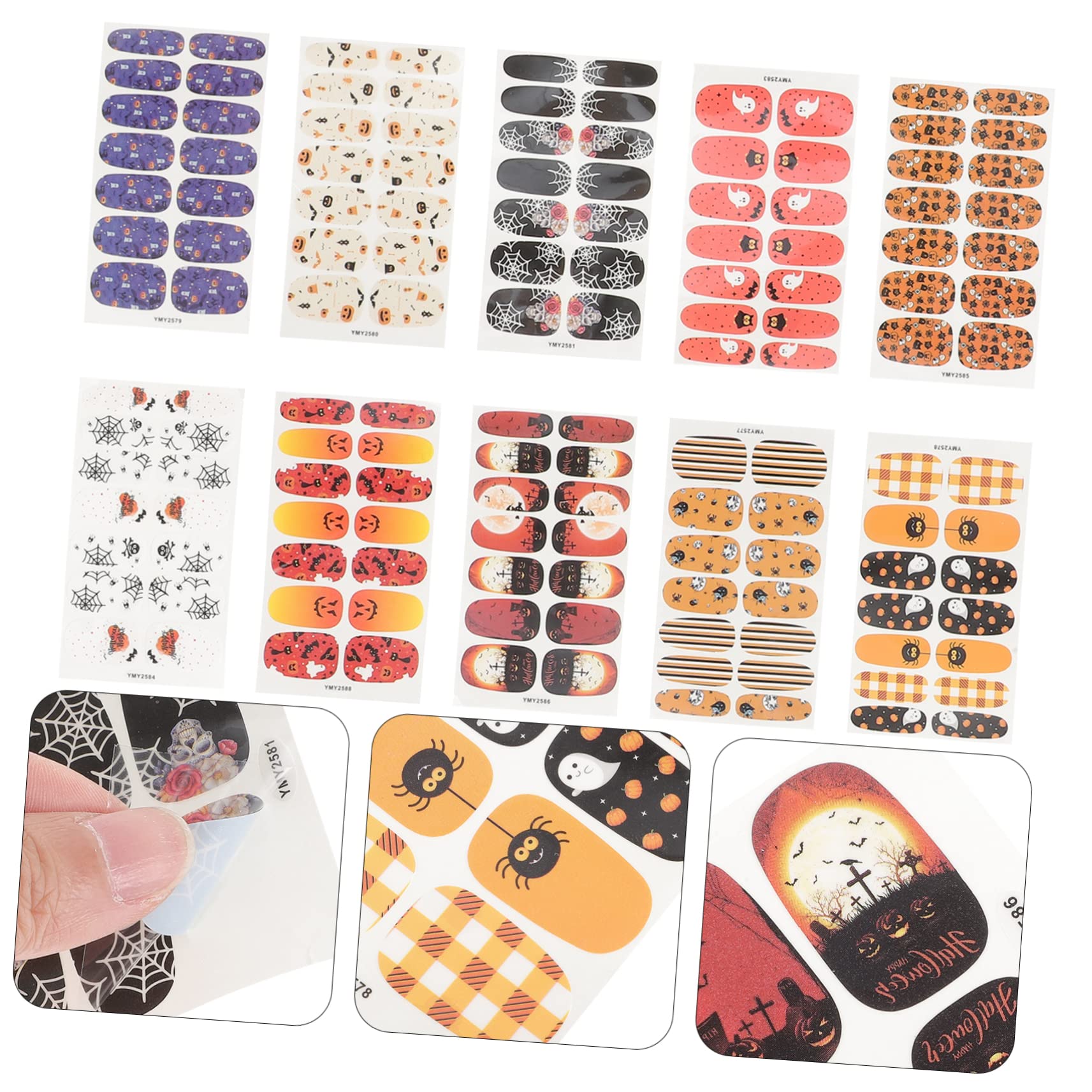 Healvian 40blätter Halloween Nagelaufkleber Selbstklebende Fingernagel Sticker Mit Geistern Und Kürbissen Für Kreative Maniküre Und Halloween-feiern Einfach Anzuwenden Vielseitig