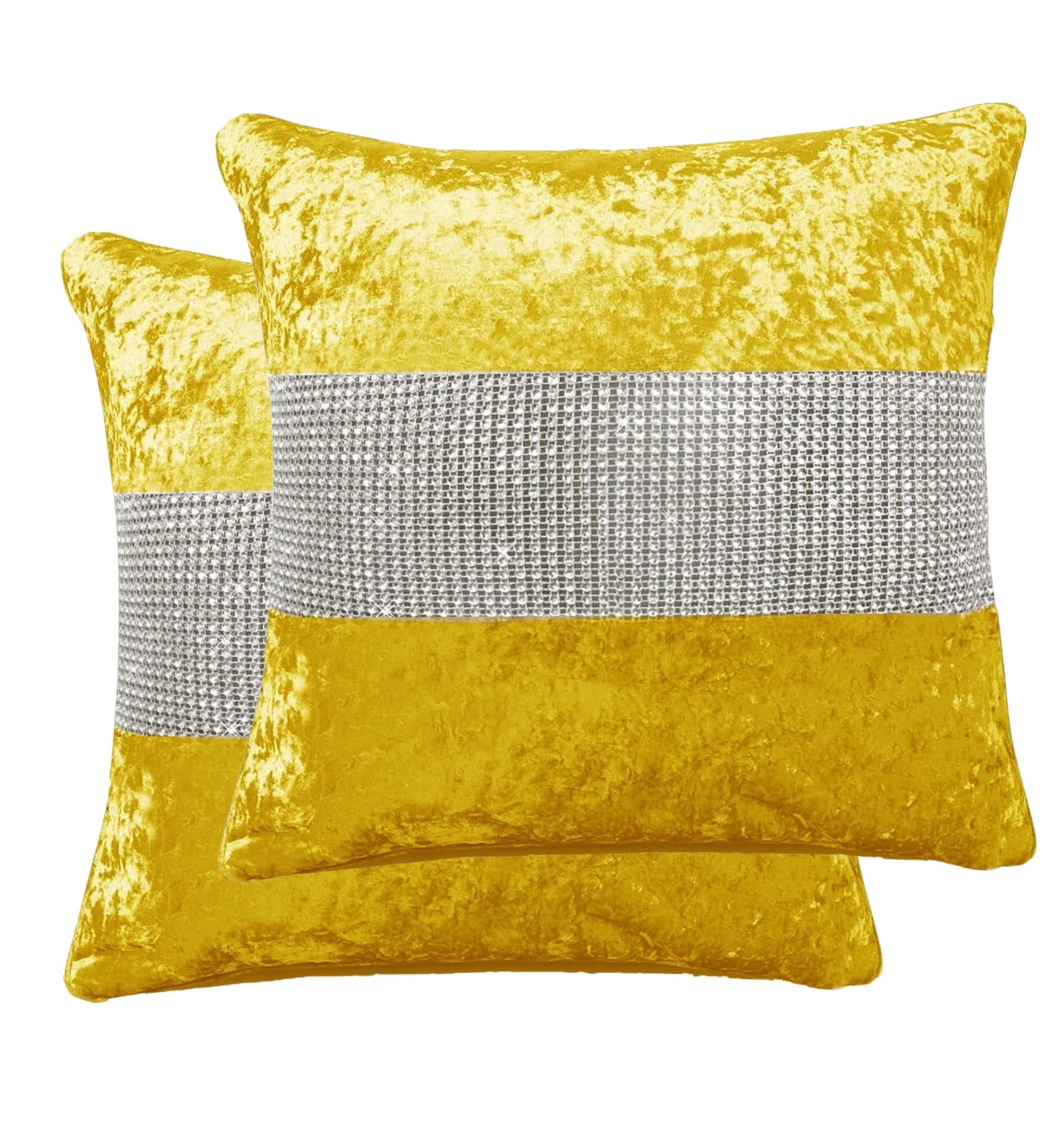 StylemyBedroom Set of 2 Crushed Velvet Diamanté Cushion Covers in 8 Colours - 18"x18" / 45x45cm