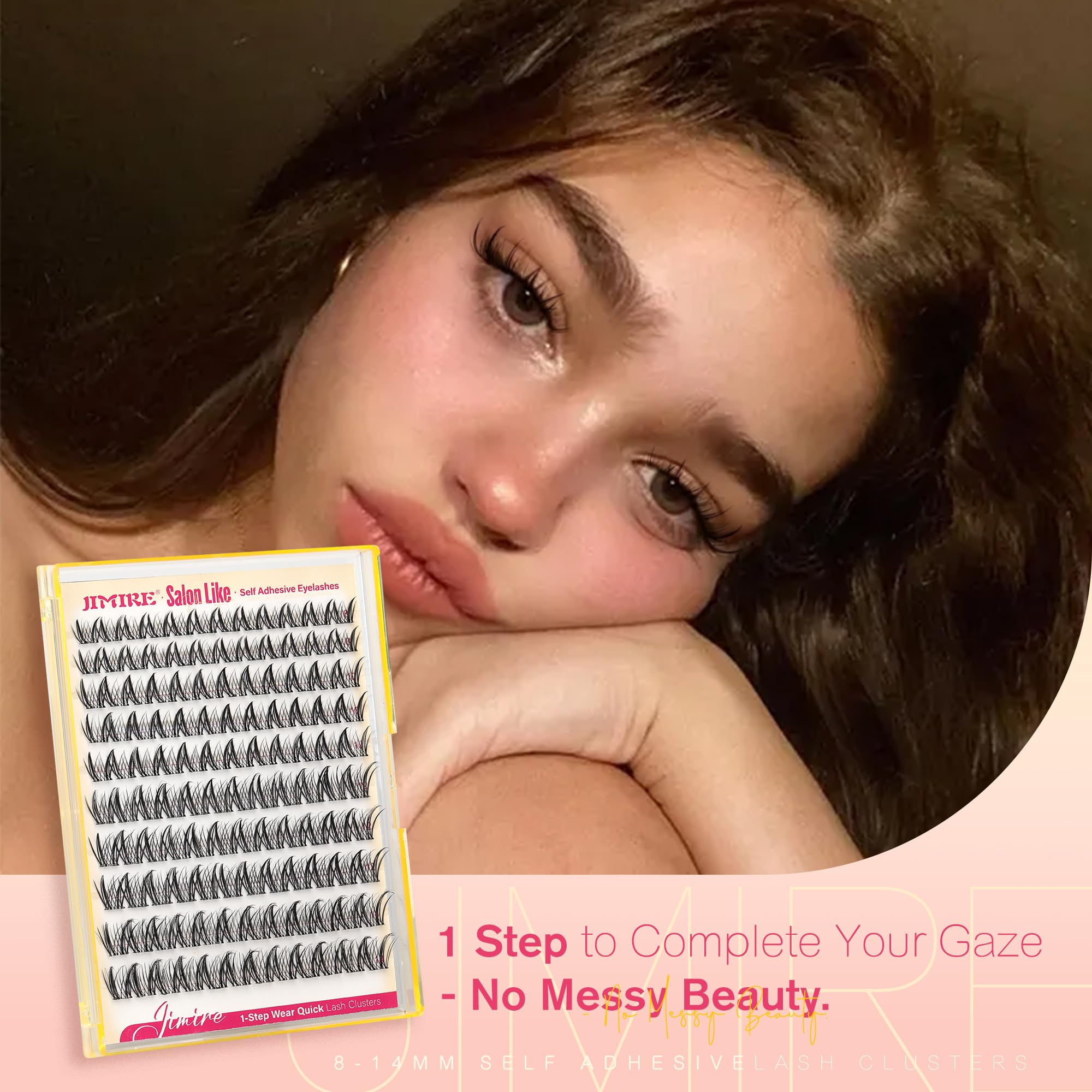 Fairy Self Adhesive Eyelashes Wispy Lash Clusters with Glue Press on Lashes Reusable Self Adhesive Manga Lash Clusters 8-14MM Pre-Glued Eyelashes Clusters Easy to Apply Beginners Friendly by JIMIRE