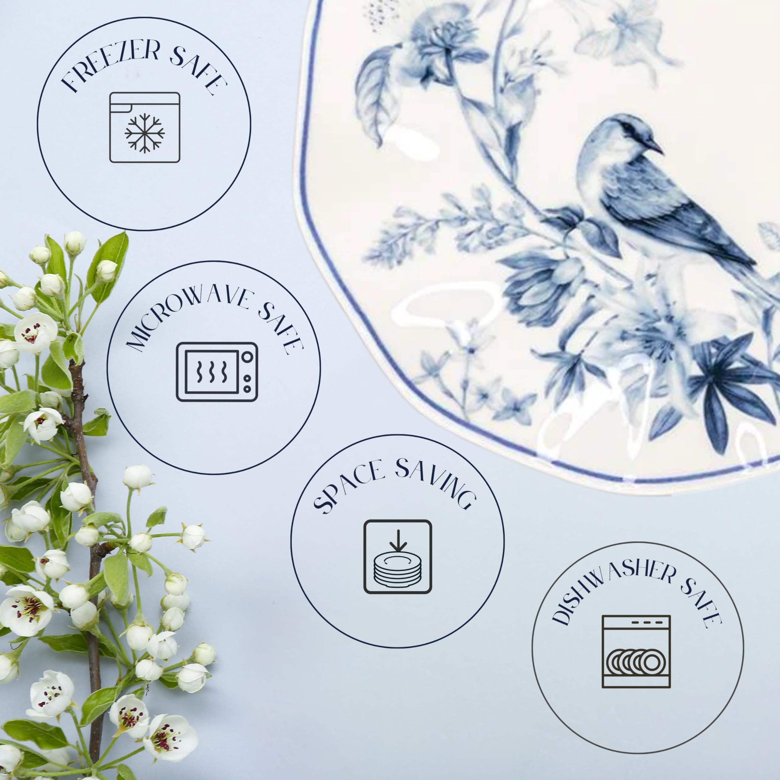 Service de table en porcelaine de 24 pièces – Güral Porselen Nesrin – Blanc ivoire pour 6 personnes – Service élégant
