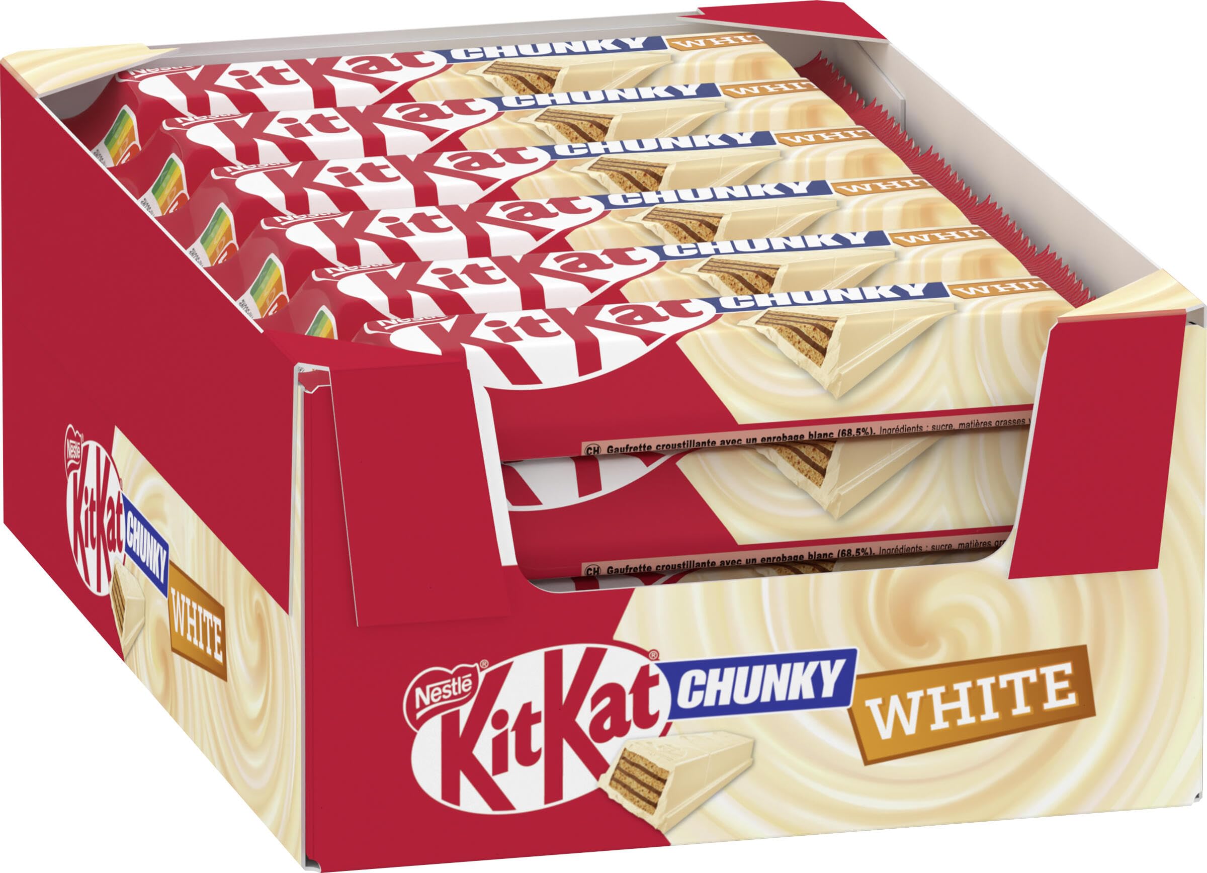 Kitkat NESTLÉ KITKAT CHUNKY White Schokoriegel, Knusper-Riegel mit weißer Schokolade & knuspriger Waffel, 24er Pack (24 x 40g)