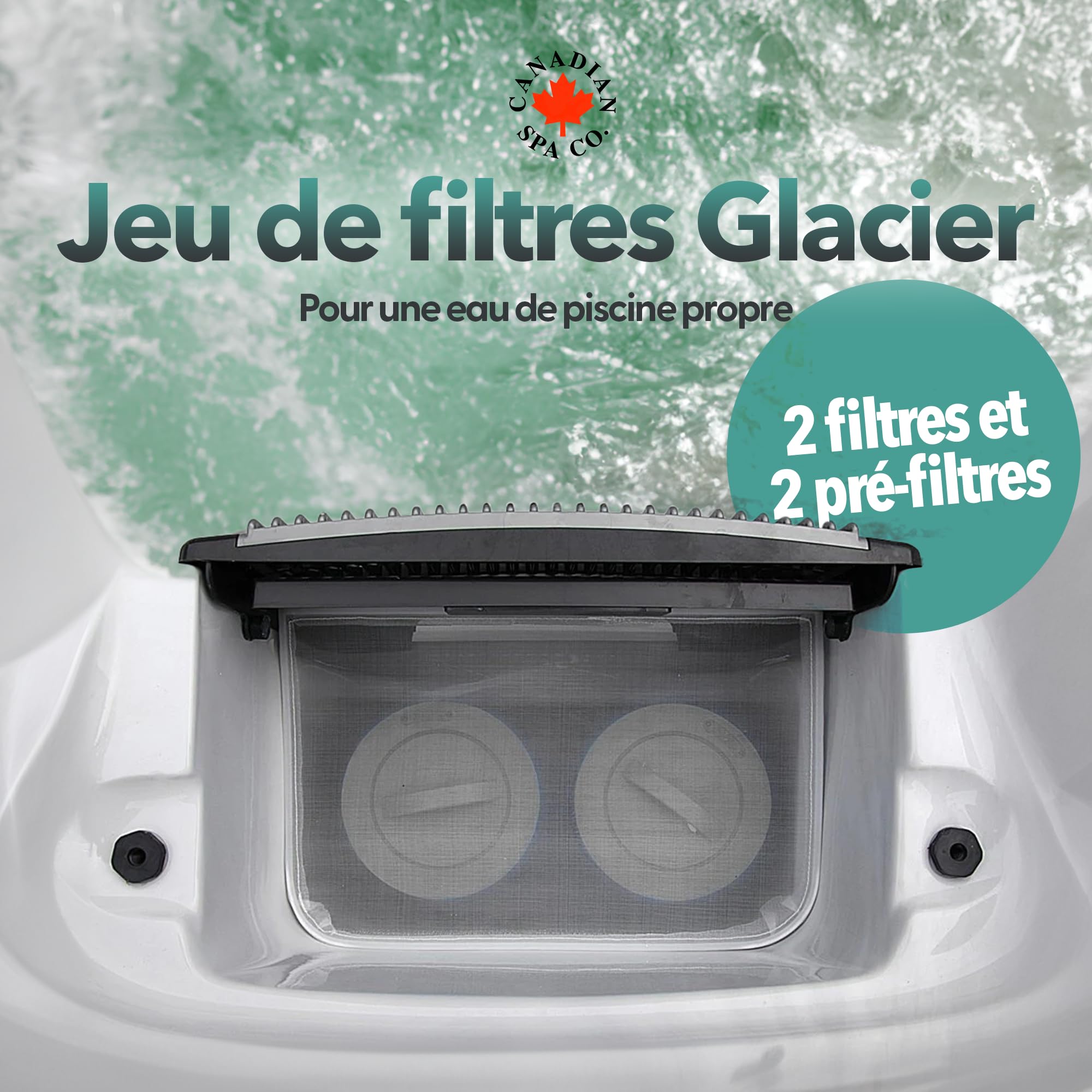 CANADIAN SPA CO. Glacier Filterset 2er Pack, 2X Glacier Silverstream Cartouches filtrantes et 2X Glacier préfiltre, avec ions d'argent, Whirlpool Filter Set