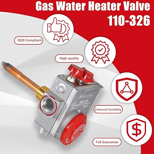 Miniatura 4 de Válvula de calentador de agua a gas 110-326 con vástago de 1-38 pulgadas, gas natural, 3-12 "W.C-1 año de garantía