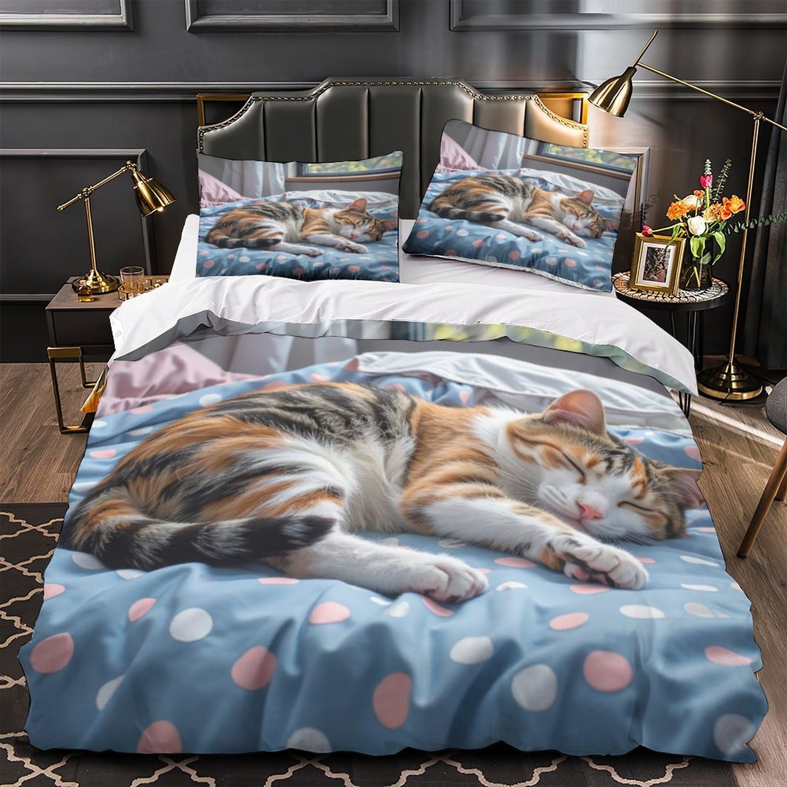 Housse de Couette 3D Respirante Parure de Lit Double 200x200 Microfibre Résistante pour Couple