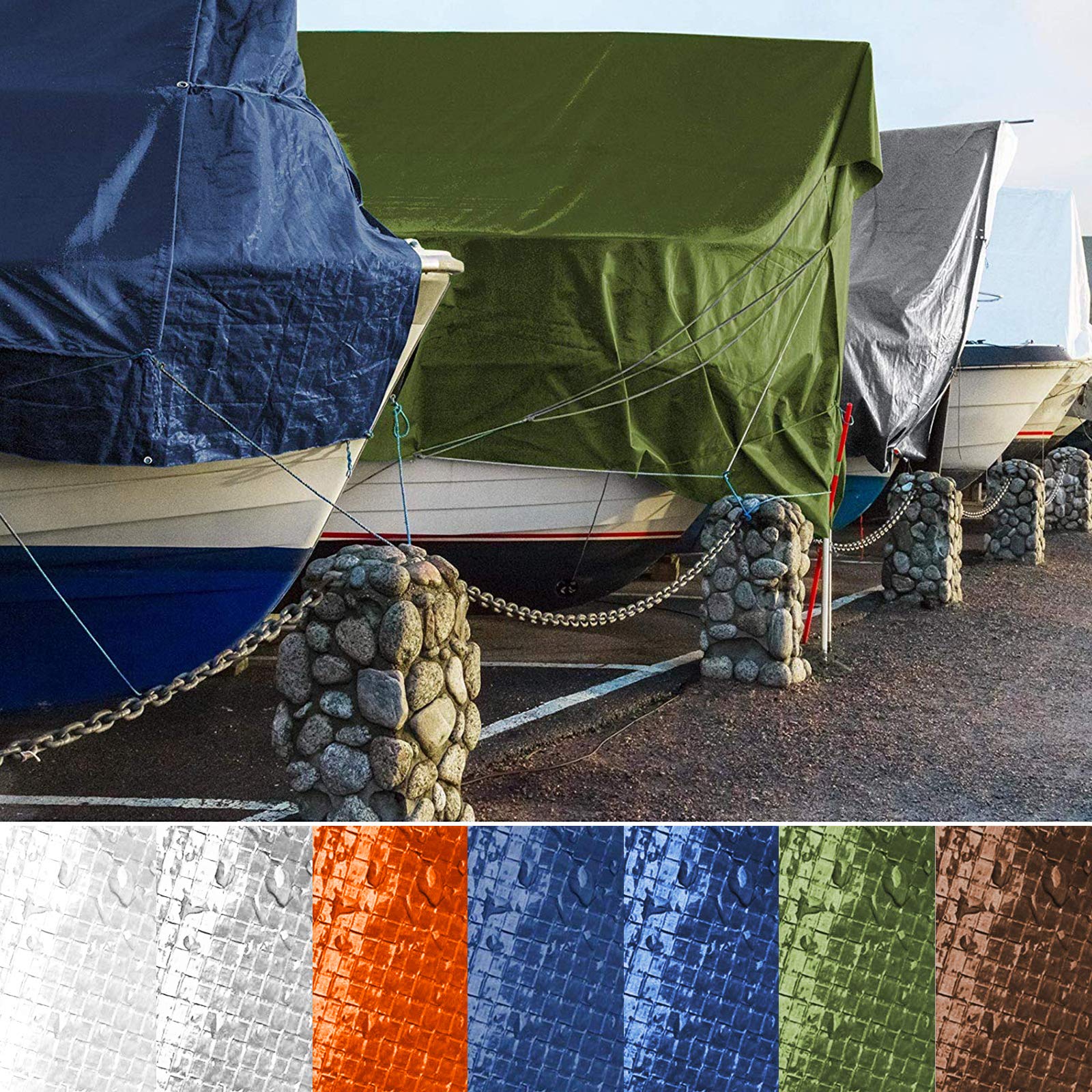 Telo Impermeabile Esterno - Teloni Occhiellati, Rinforzati e Cerati - Teloni per Coperture, Antivento, Antipioggia, Antistrappo in Vari Colori e Misure - 140g/m² - 10x12 m - arancione