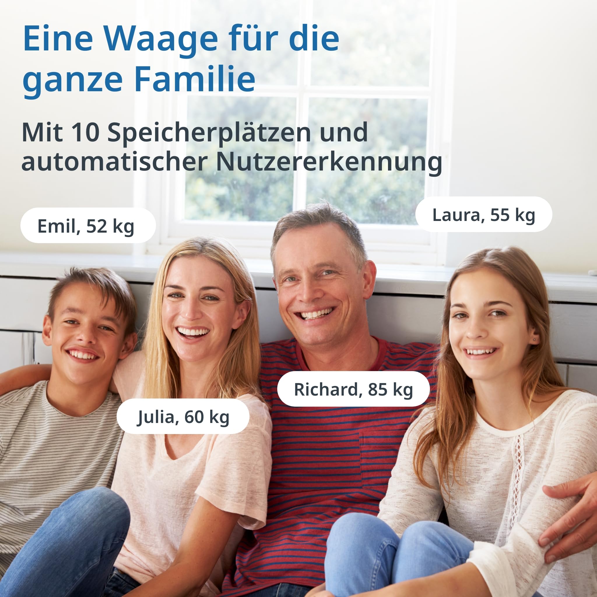 ADE Digitale Körperfettwaage Ines bis 200 kg | Testsieger 2024 | Personenwaage mit Körperfettanalyse, BMI, Muskelmasse, Körperwasser, Gewicht, BMR | Körperwaage mit Benutzererkennung | weiß