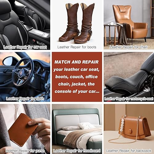 Miniatura 3 de Kit de reparación de vinilo de cuero de 12 colores, con pegamento y tela de respaldo, para sofá, muebles, asiento de automóvil, reparación de