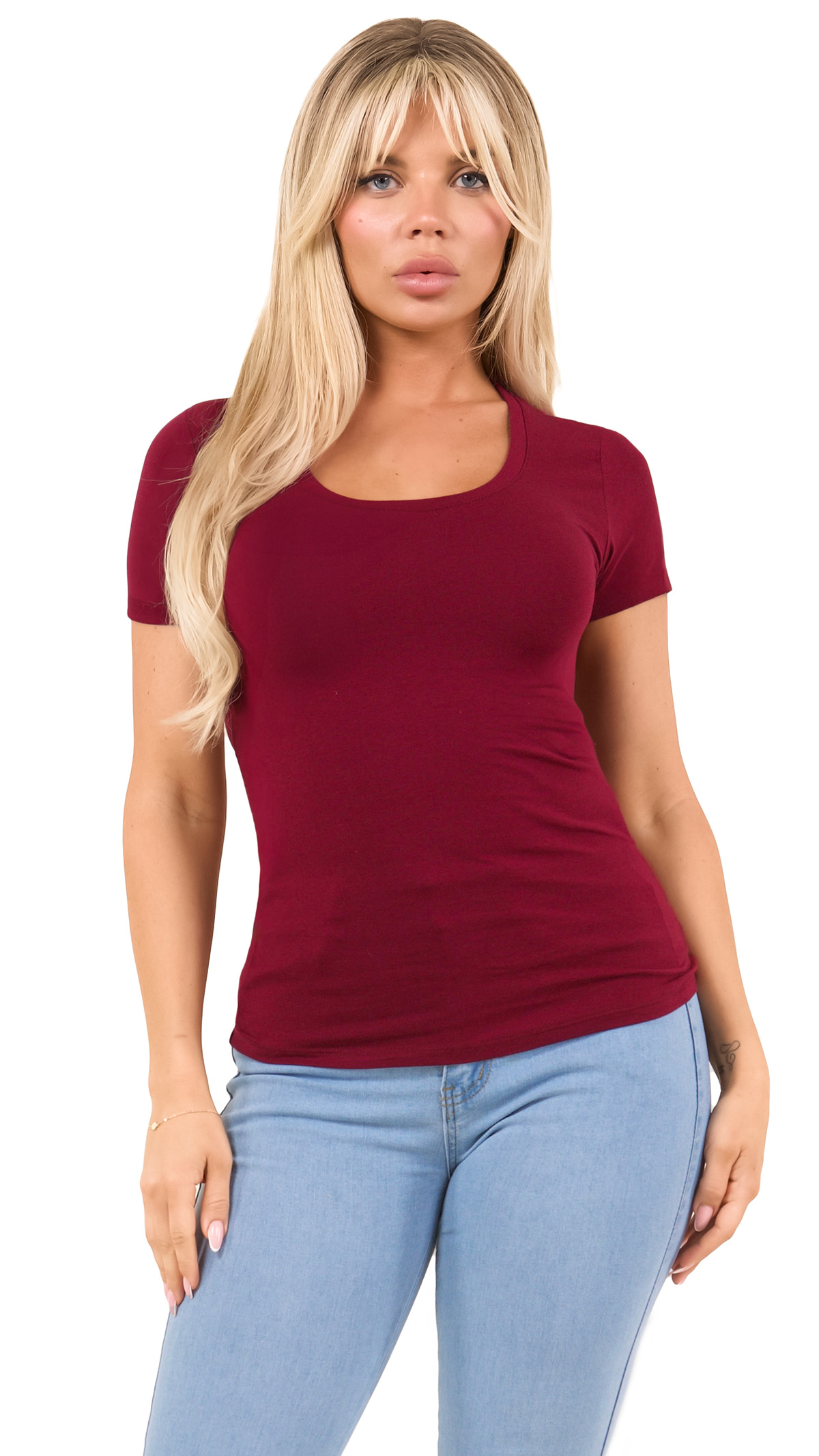 Sugar Sunday Women's Cotton T-Shirt - Short Sleeve Scoop Neck Basic Tee (95% Cotton, 5% Spandex) - Pack Of 1-4 - View #13
