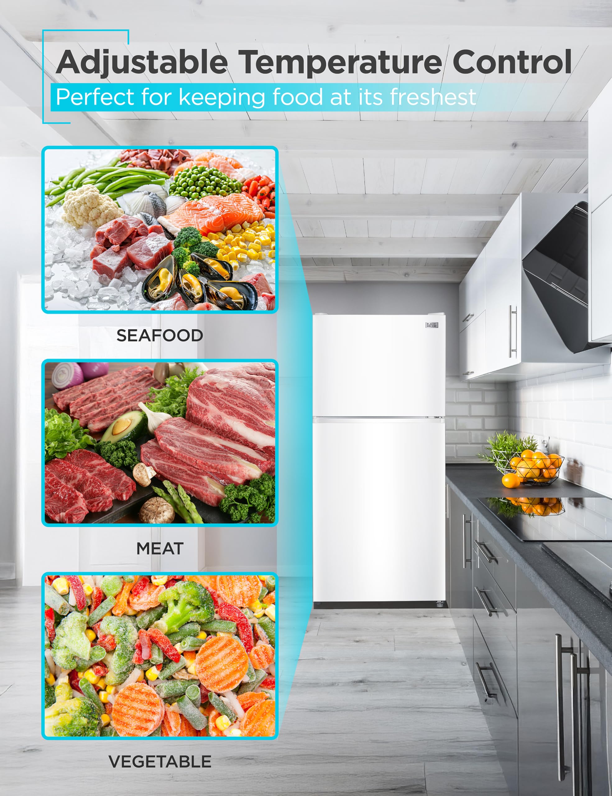 BLACK+DECKER 20.1 Cu. Ft. Top Mount Refrigerator with Ice Maker, 2-Door Refrigerator with Top Freezer, Freezer with Icemaker and Adjustable Temperature Control, BR2010JIMW, White on Fridge.com
