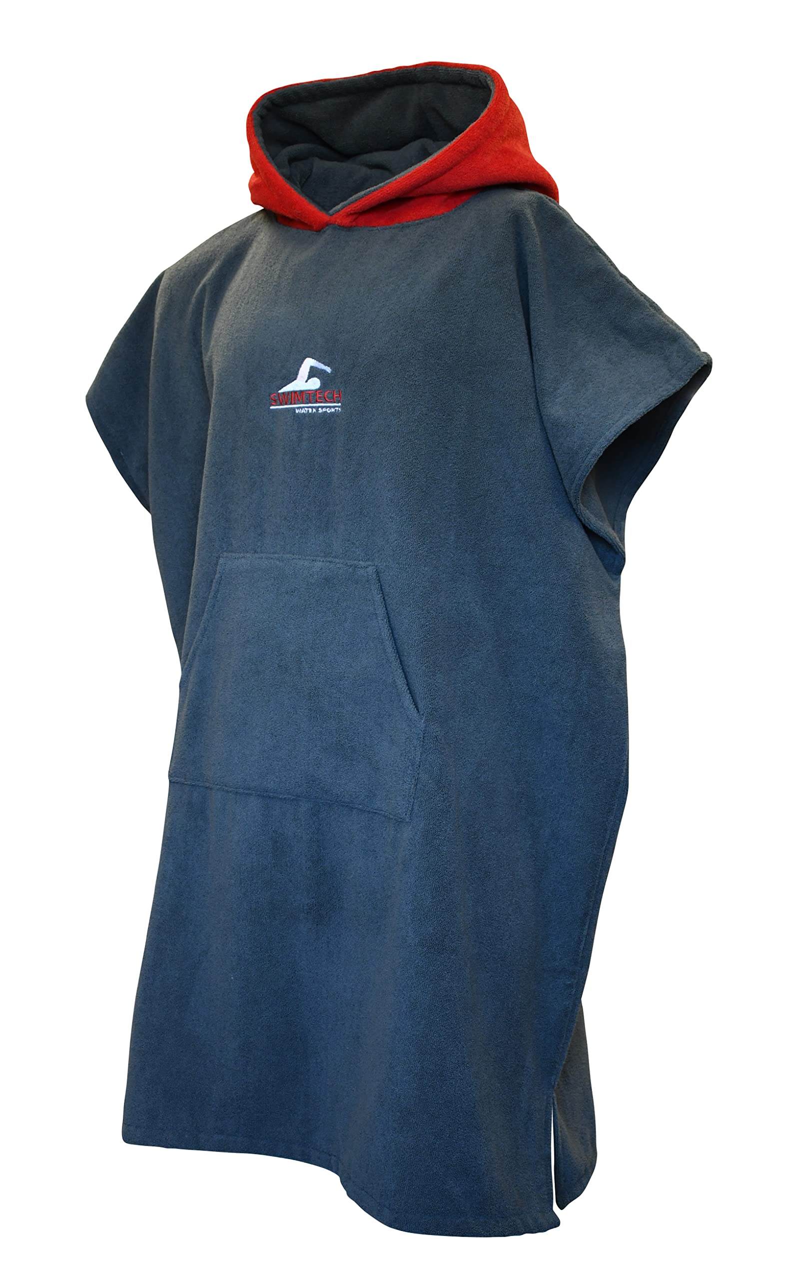 SwimTech Unisex Stc212a Microfiber Poncho, Grey/Red