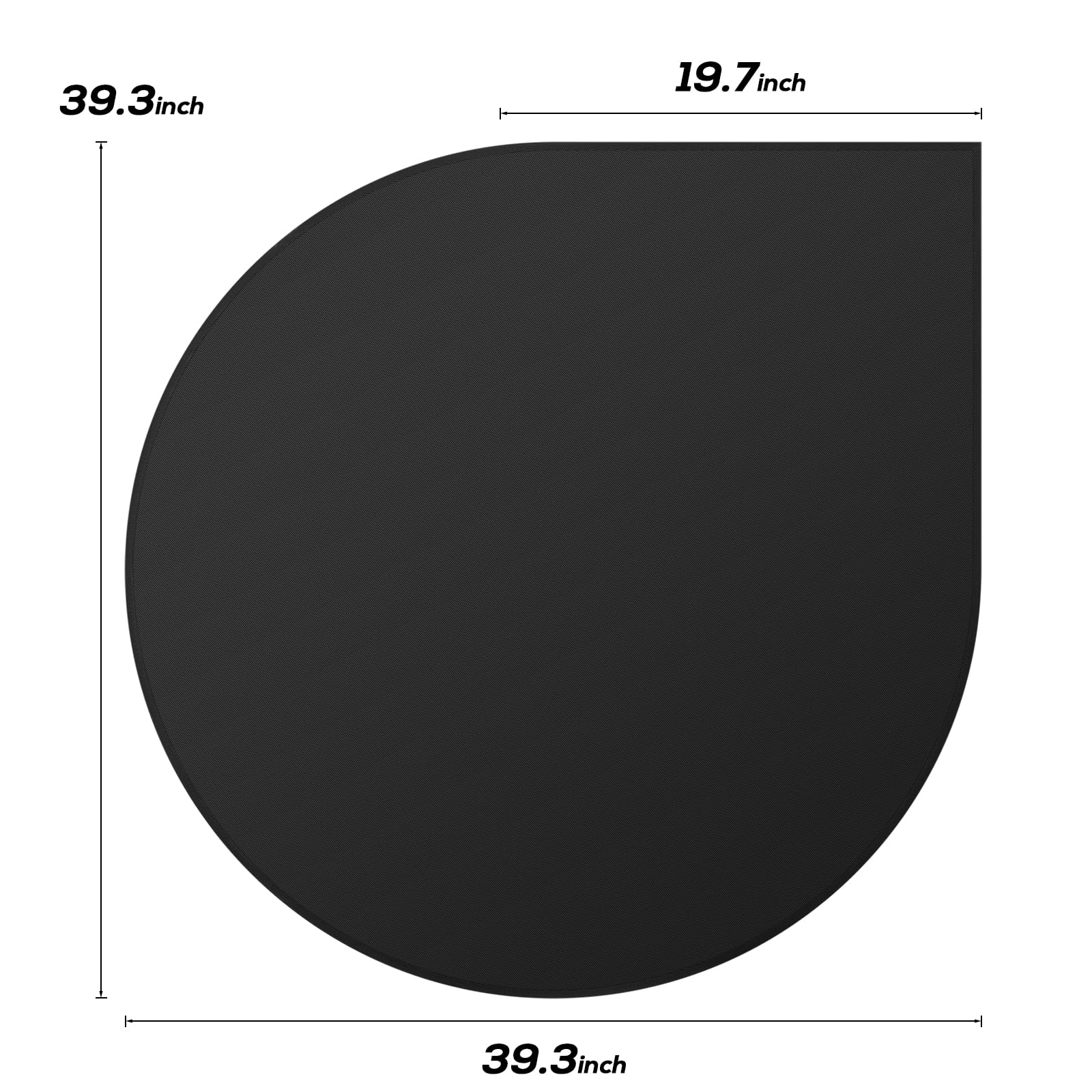 FLASLD Ognioodporna mata narożna pod kominkiem chroni podłogi, pokłady i tarasy przed iskrami (100 x 100 cm, czarna)