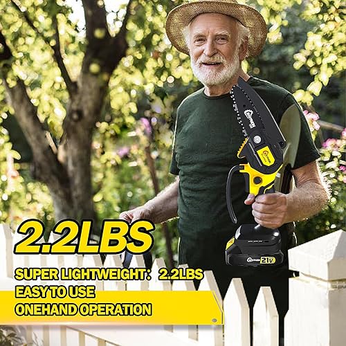 Miniatura 3 de Mini motosierra inalámbrica de 6 pulgadas, alimentada por battey, fácil de usar, potente motosierra de mano con batería de 2 x 21 V 2.0 Ah,