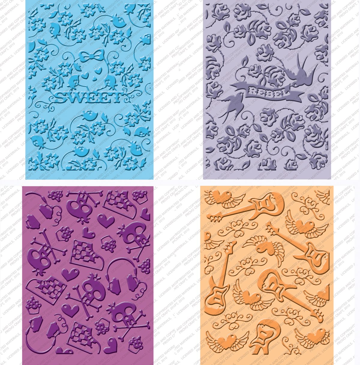 Provo Craft Cuttlebug Cricut Companion Embossing Folder Bundle, Rock Princess