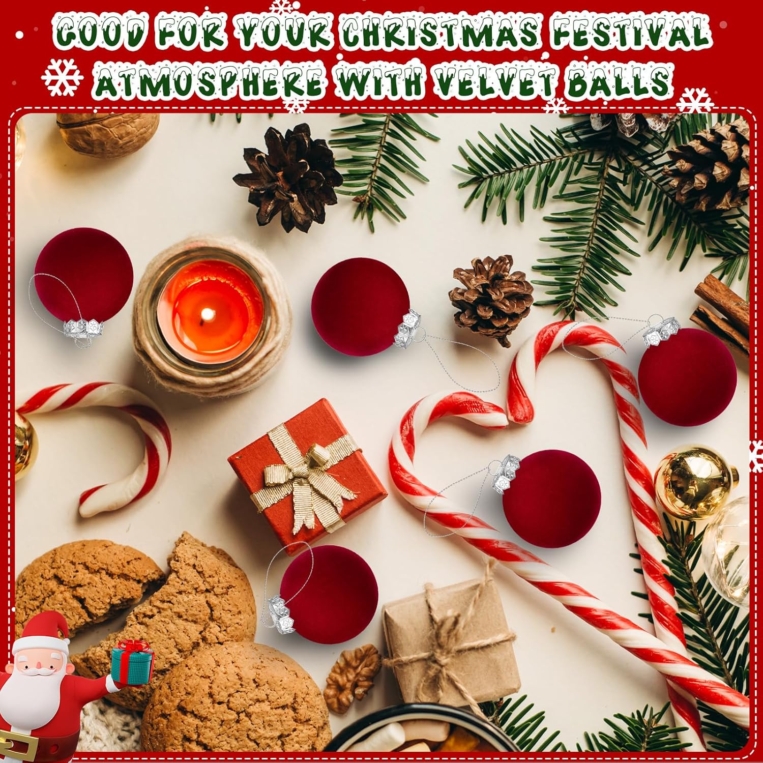 12 PCS Wine Red Velvet Christmas Balls Ornaments Christmas Tree Decorations 2.4 Inch Flocked Christmas Hanging Balls for Xmas Decorative Hanging Ornaments Holiday Party Family Gathering(Wine Red)