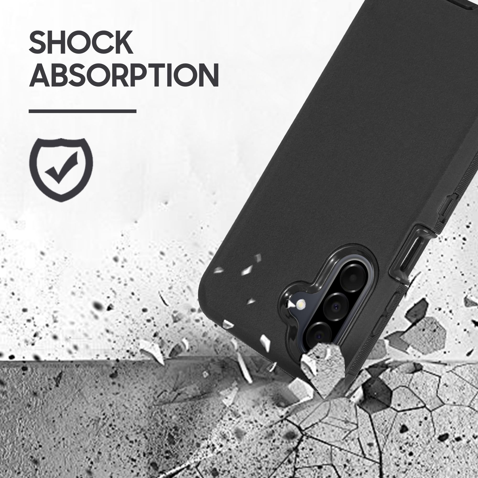 Custodia compatibile con Samsung Galaxy A26 5G con protezione dello schermo integrata, fondina con clip per cintura, custodia protettiva antiurto e robusta, nera