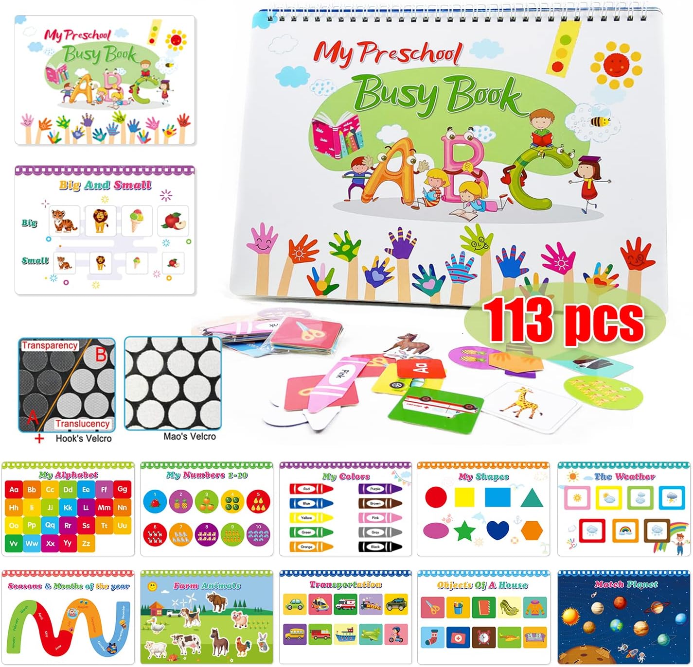 DmHirmg Preschool Learning Busy Book,Newest Preschool Busy Book for Kid,Toddler Busy Book,Preschool Activity Learning Binder