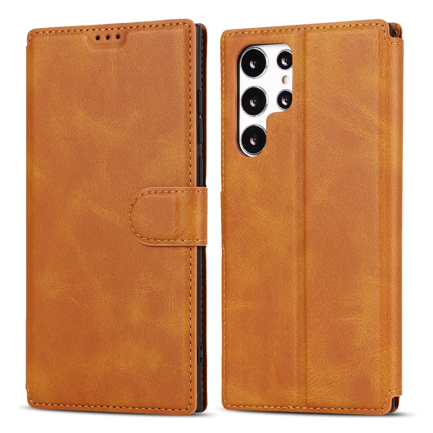 QLTYPRI Case for Samsung Galaxy S25 Ultra Premium PU Leather Simple Wallet Case Card Slots Kickstand Magnetic Closure Shockproof Flip Cover for