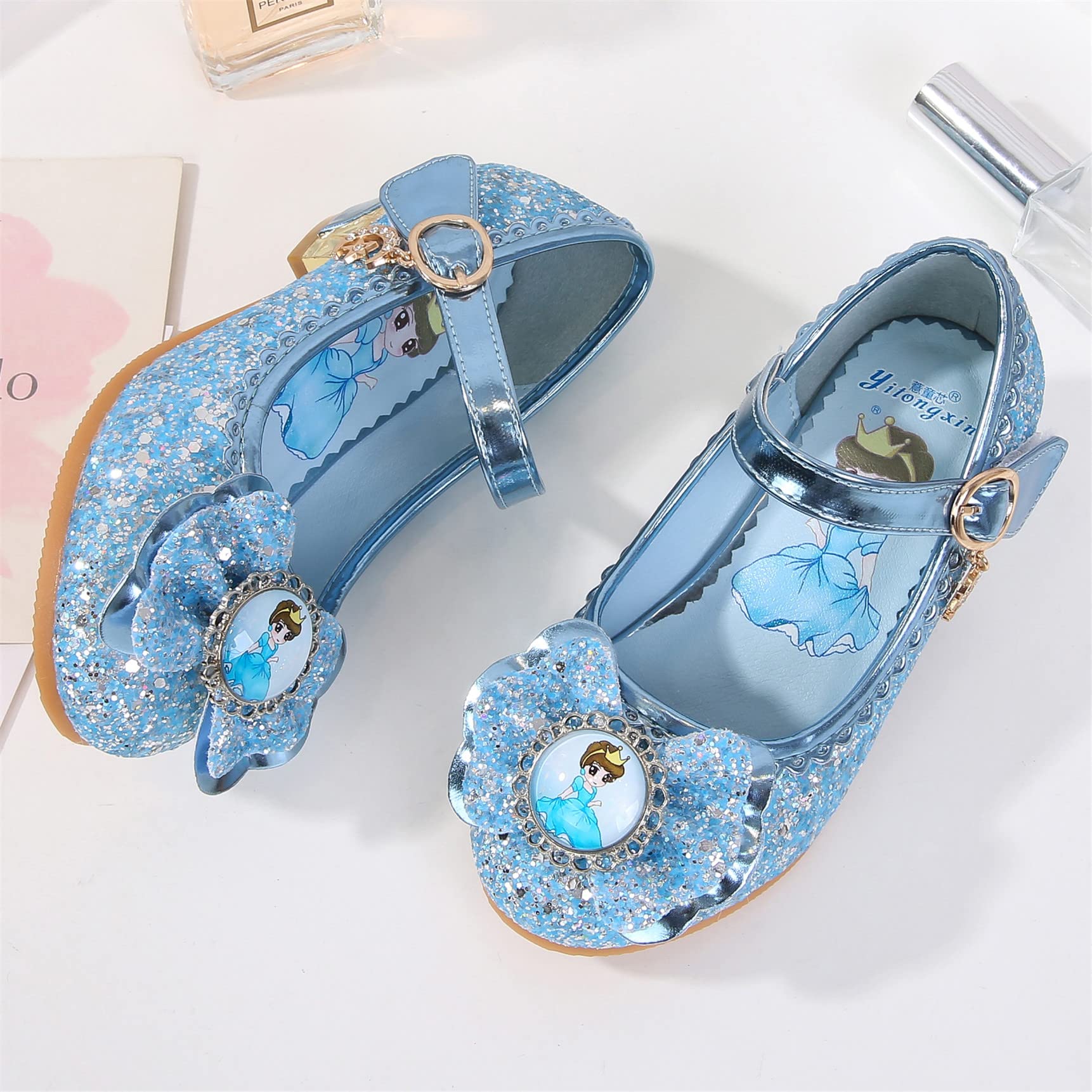 Chaussures Princesse Bout Fermé Talons Antidérapant Paillettes Déguisement Carnaval