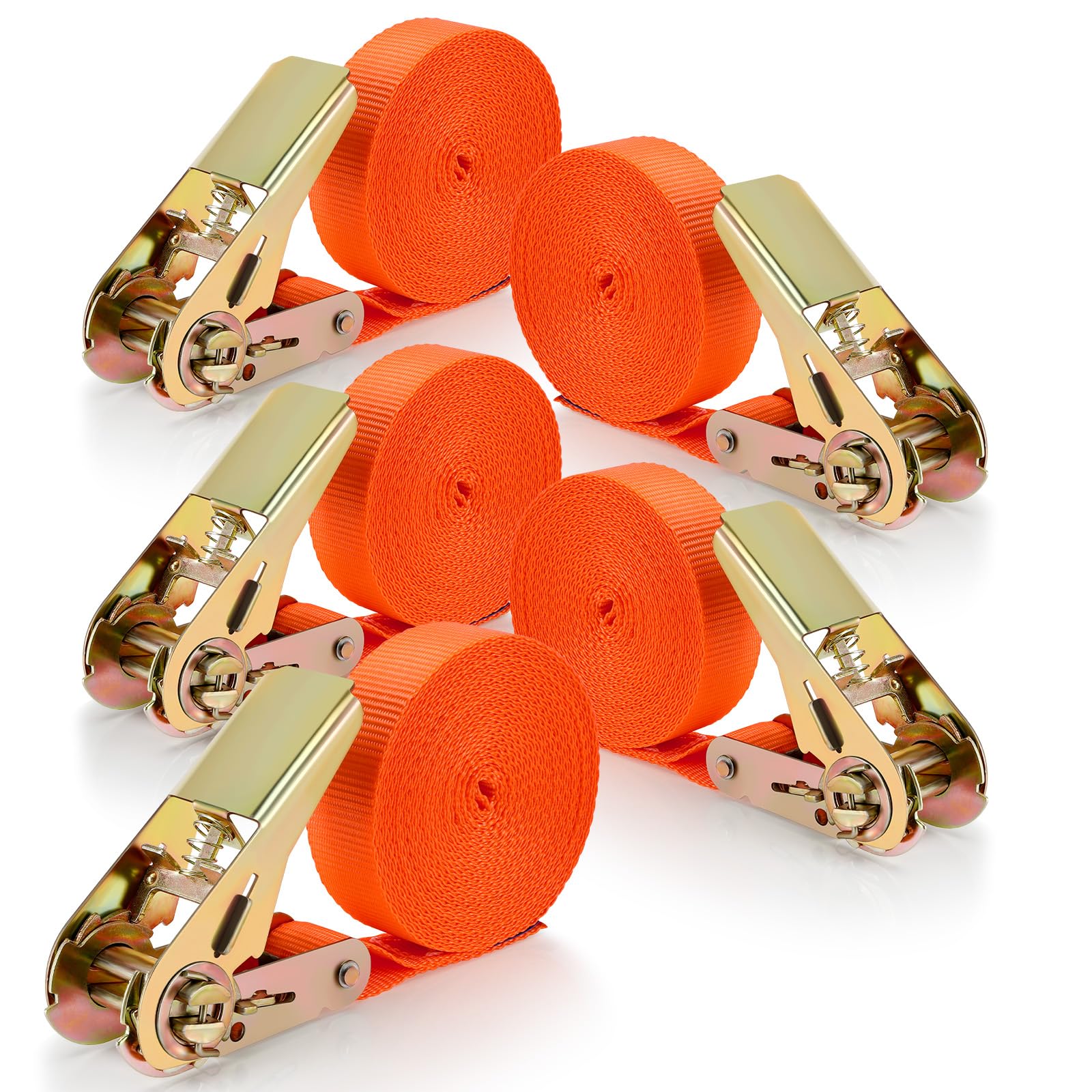 5 Stück Spanngurte mit Ratsche, 25 mm breit, belastbar bis 1000 kg, für eine problemlose Ladungssicherung, Zurrgurte wetterfest & robust, für Materialtransport, Umzug, Gepäckpakete (4m)