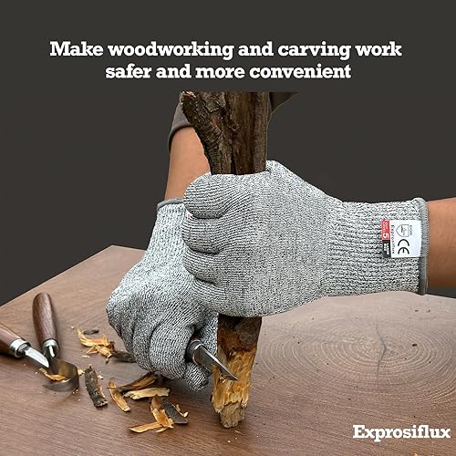 Miniatura 6 de 2 pares de guantes HPPE resistentes a cortes nivel 5 de grado alimenticio, guantes de trabajo para hombres, lavables a máquina y transpirables,