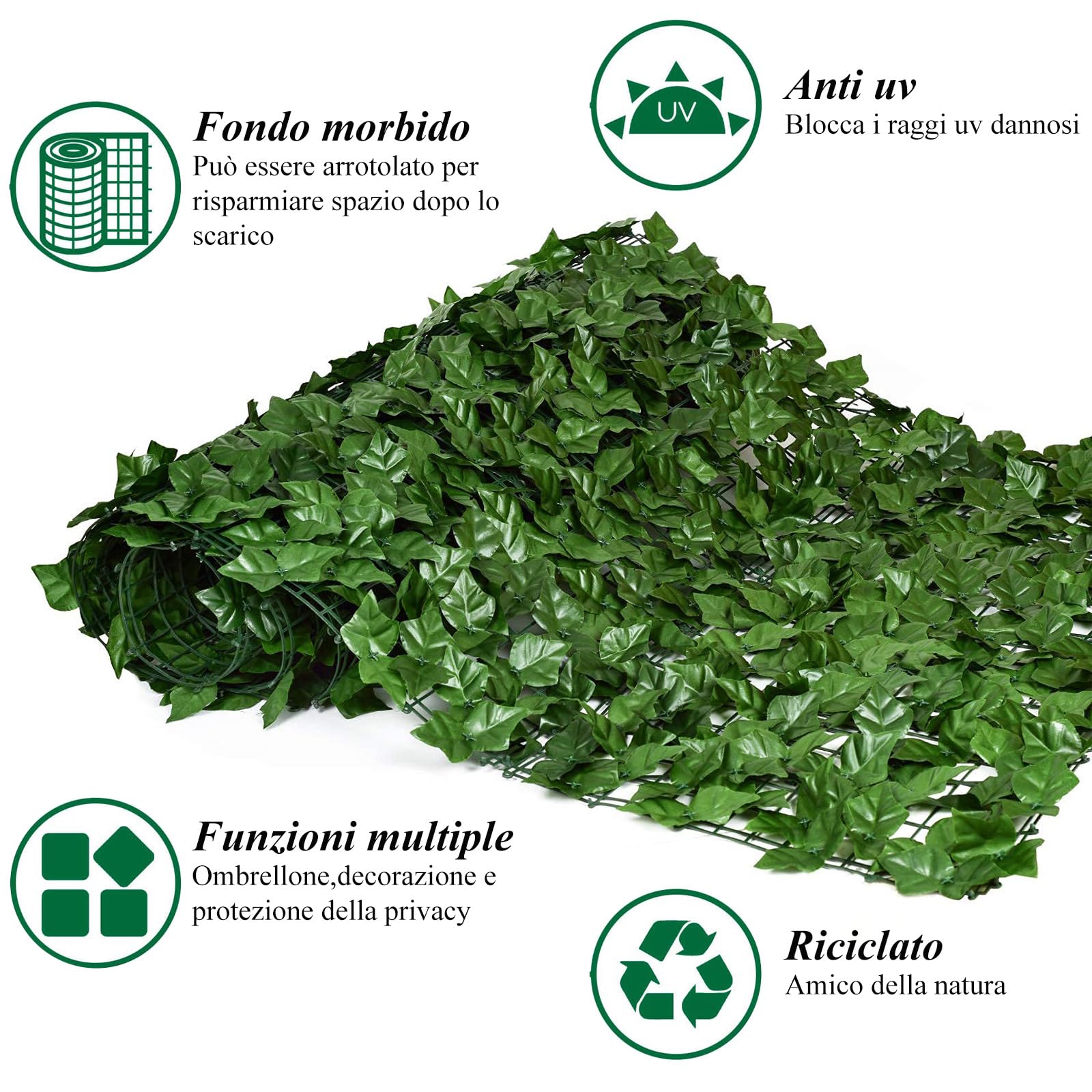 LEVESTE Fausse haie pour clôture, 300 x 100 cm, clôture de Jardin extérieur, Brise-Vue Balcon, Couverture de Garde-Corps de Balcon, Maille avec Fausses Feuilles d'extérieur, 40 Colliers Verts offerts
