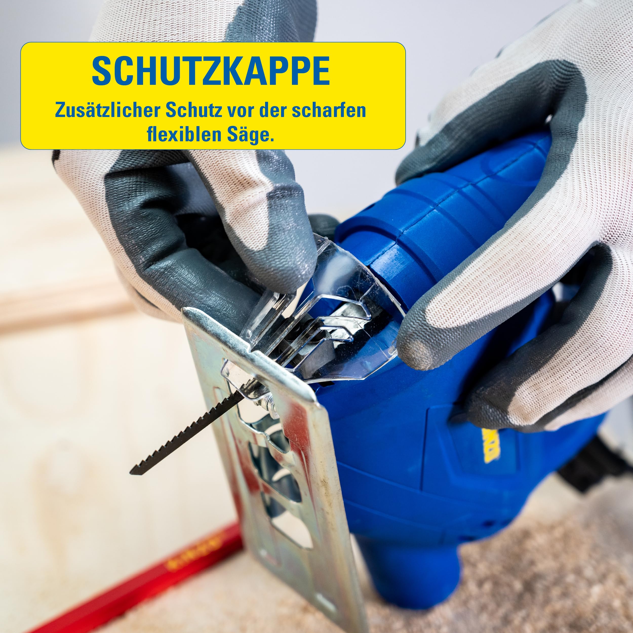 Kinzo Stichsäge - 230V - 400W - mit Staubabsaugung - Schutzblatt - Verschiedene Materialien - Holz bis zu 65 mm - Metall bis zu 6 mm - Blau, 8711252064161