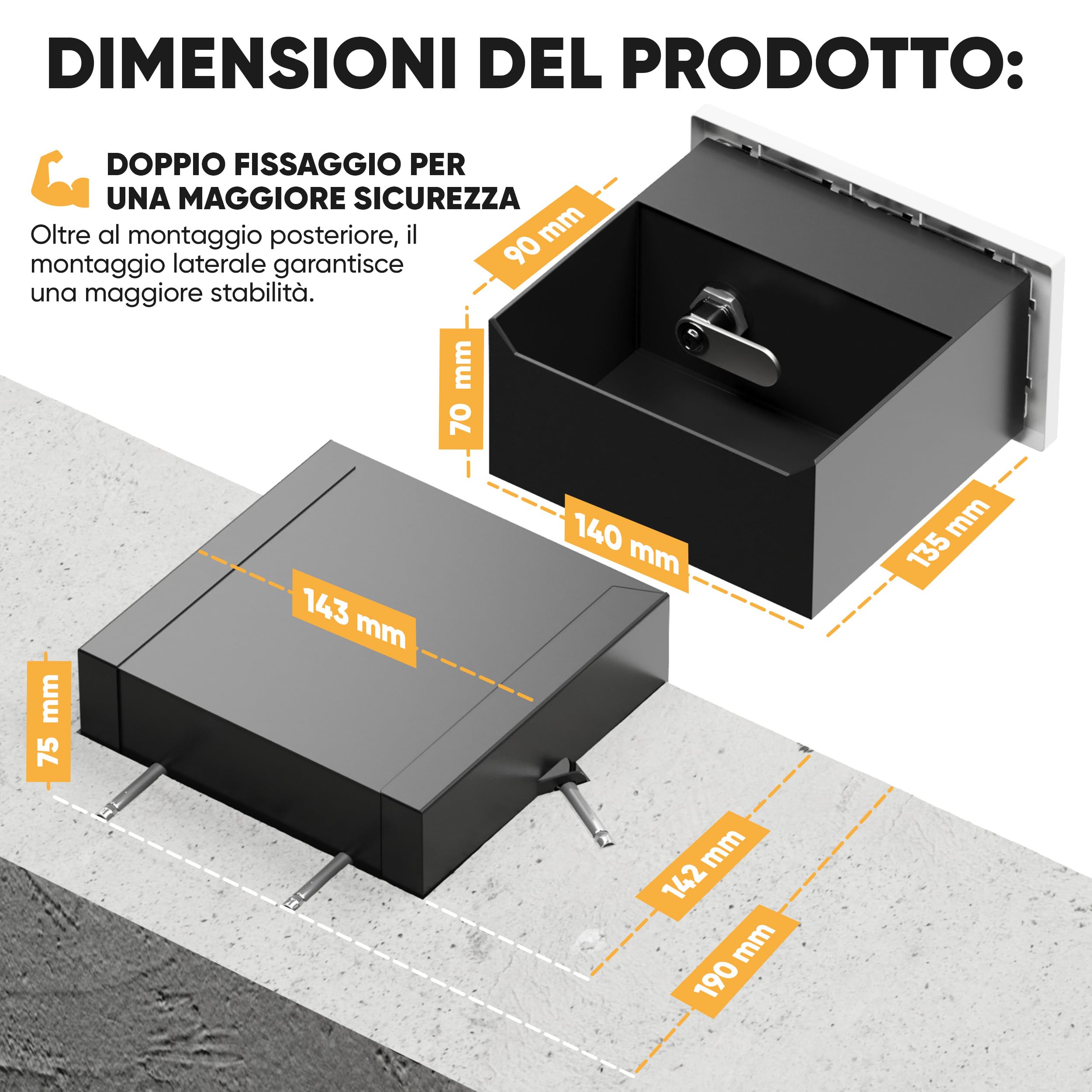 Elder Welder® Cassaforte Invisibile a Presa Elettrica | Compatibile con Qualsiasi Presa Doppia Schuko | Mini Cassaforte a Muro con Chiave | Nascondiglio per Soldi